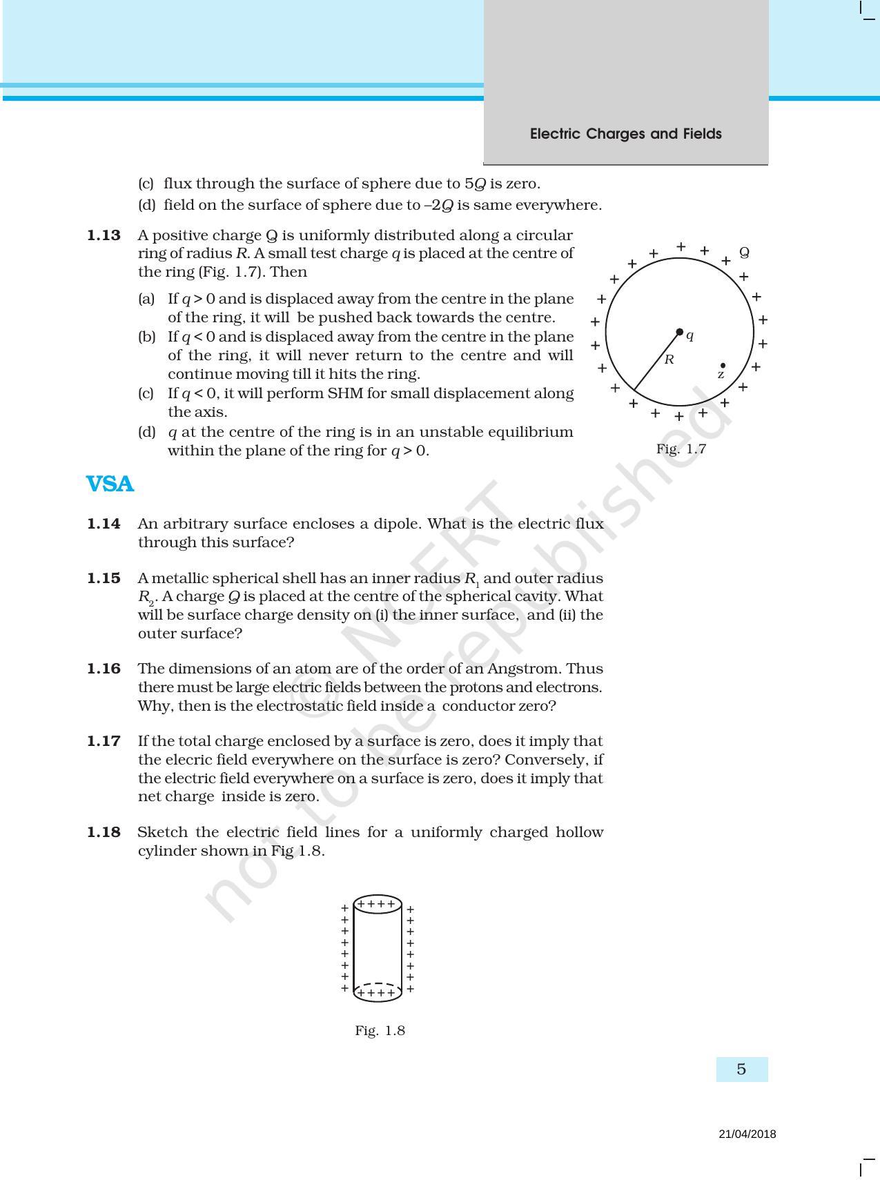 NCERT Exemplar Book for Class 12 Physics: Chapter 1 Electric Charges and Fields - Page 5