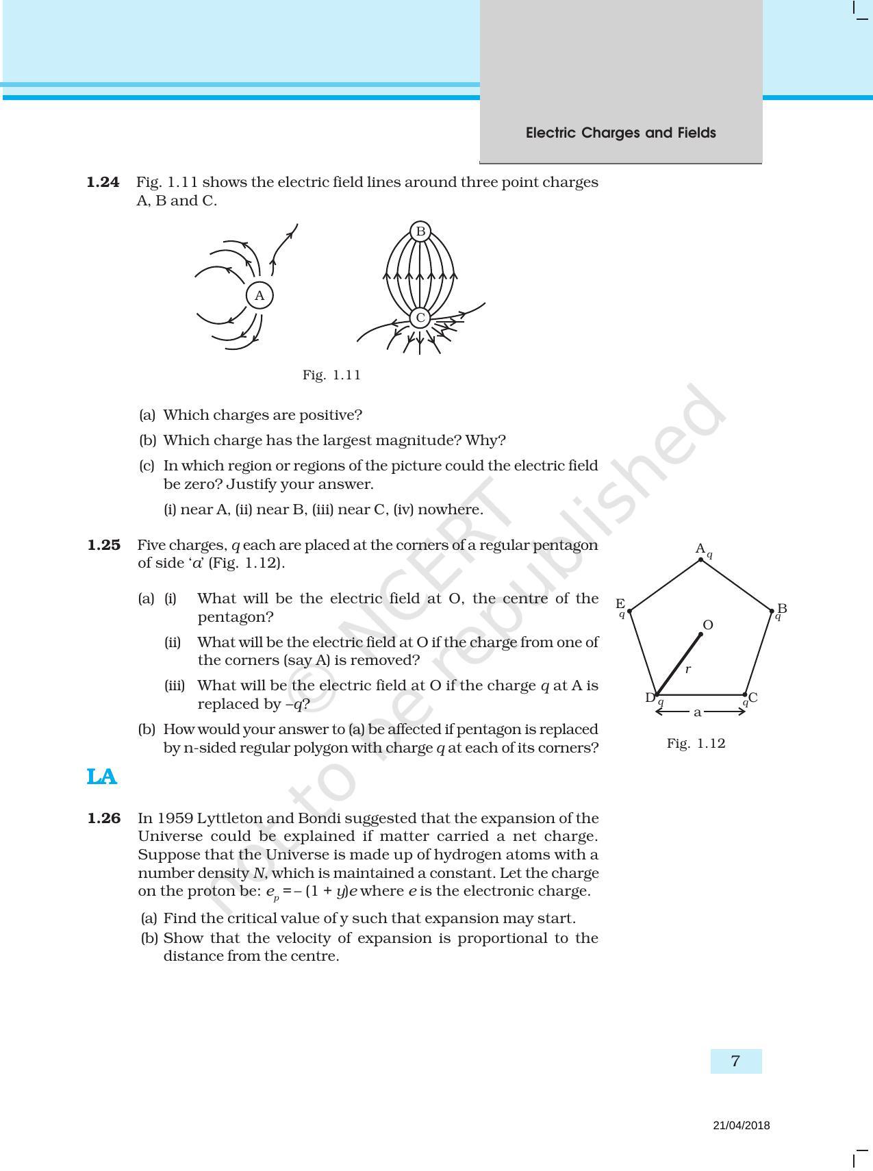 NCERT Exemplar Book for Class 12 Physics: Chapter 1 Electric Charges and Fields - Page 7