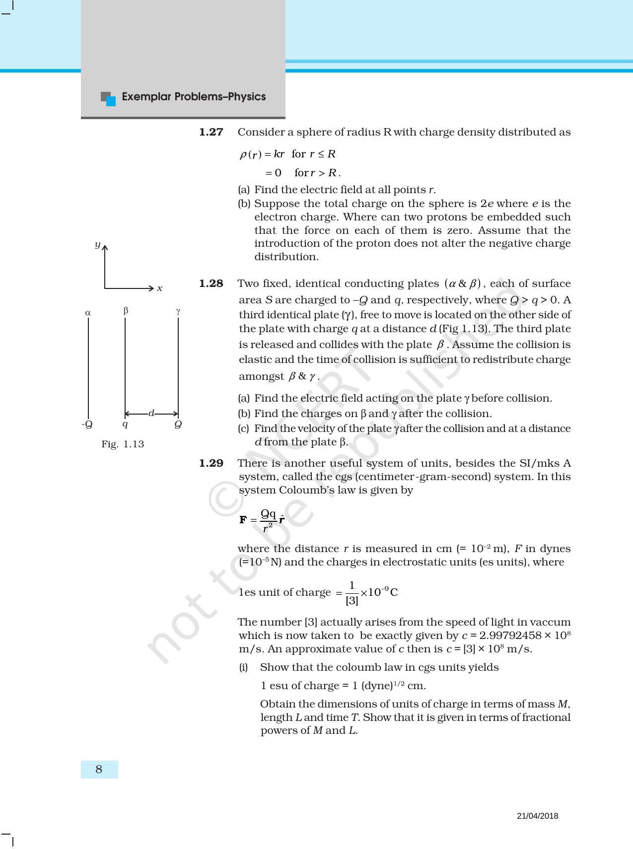 NCERT Exemplar Book for Class 12 Physics: Chapter 1 Electric Charges and Fields - Page 8