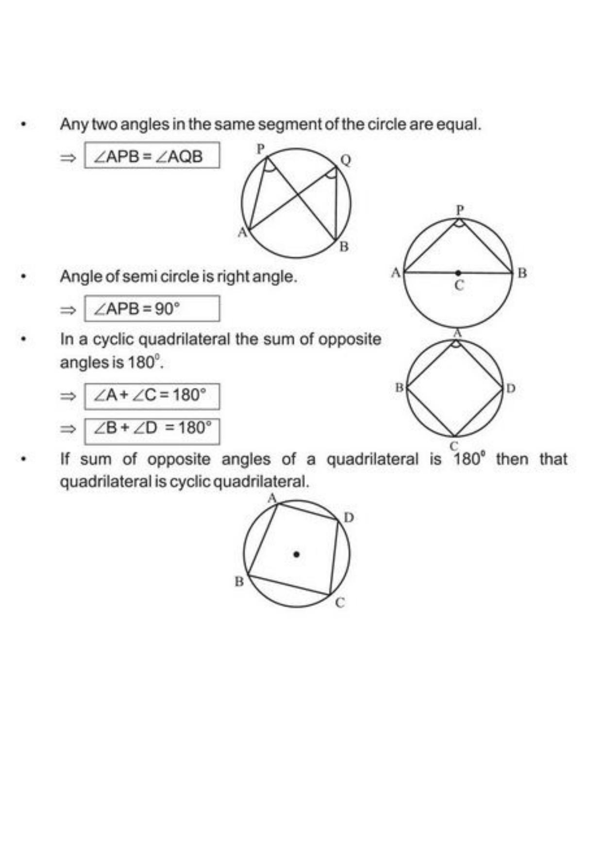Class 9 Notes, Question & Practice Paper - Mathematics (Topic 10 : Circles) - Page 4