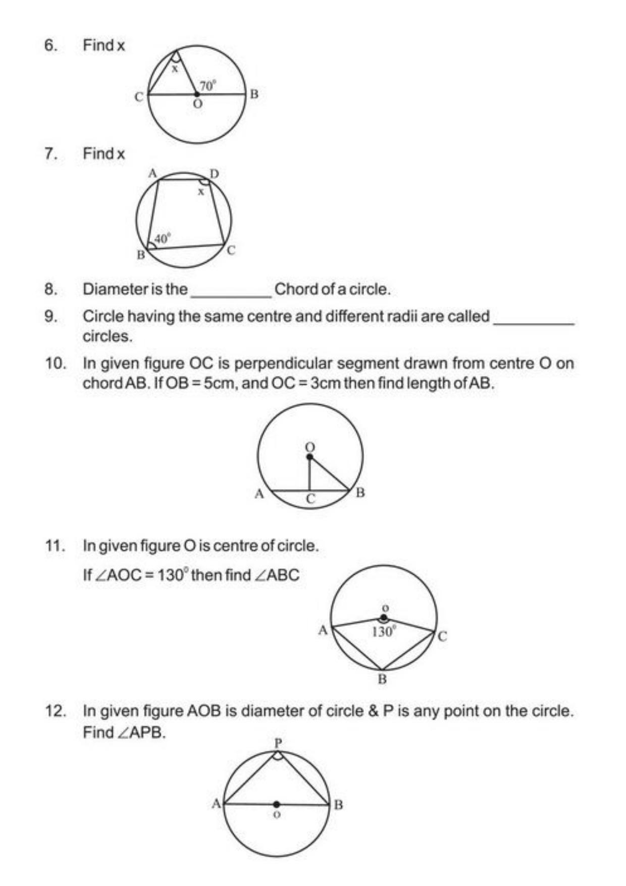 Class 9 Notes, Question & Practice Paper - Mathematics (Topic 10 : Circles) - Page 7