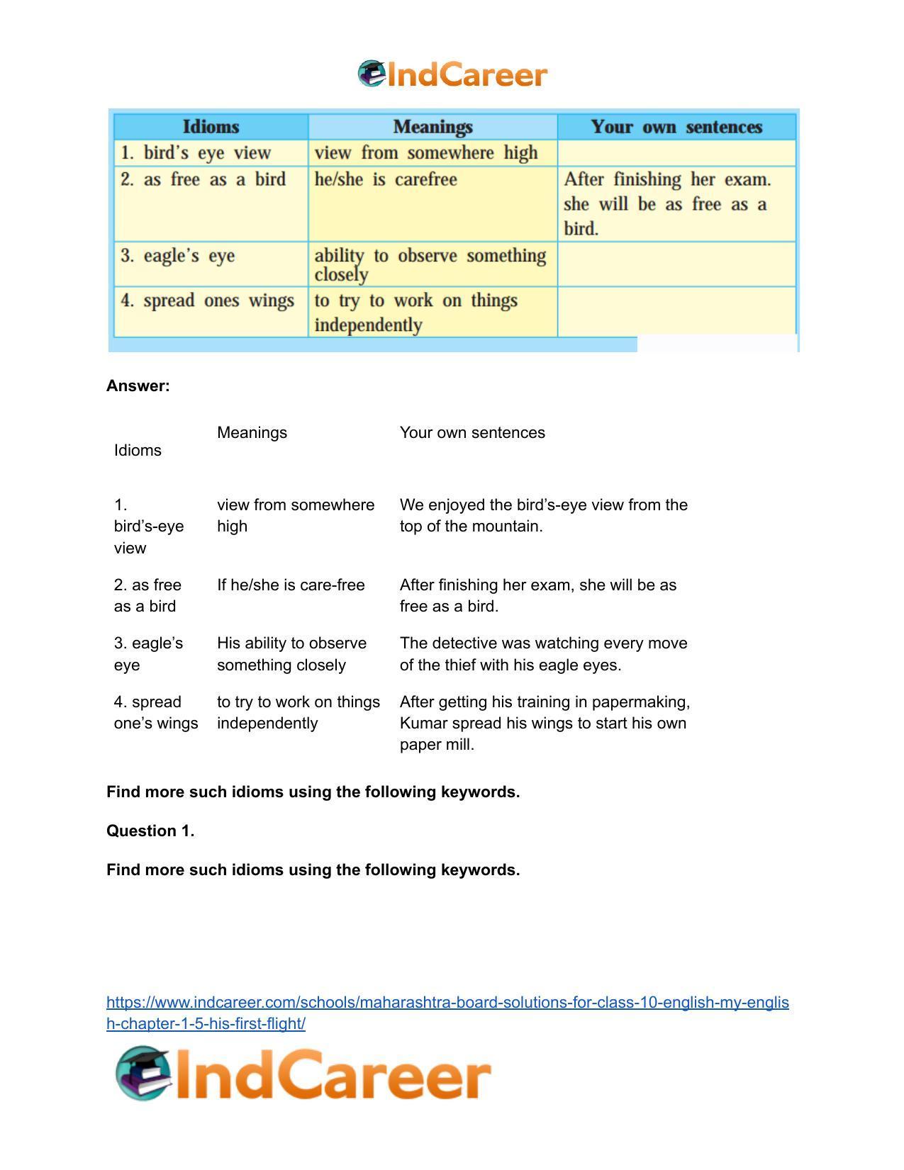 Maharashtra Board Solutions for Class 10- English (My English): Chapter 1.5- His First Flight - Page 4