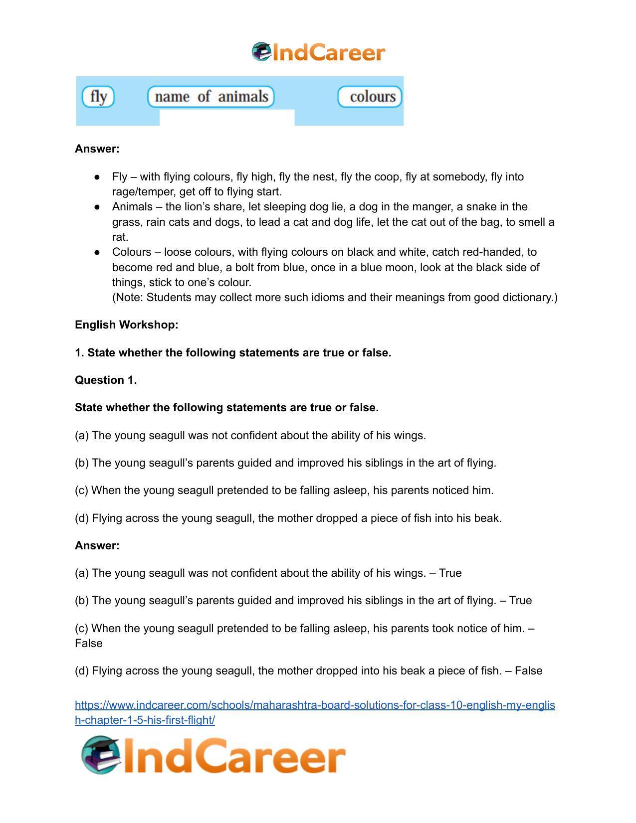 Maharashtra Board Solutions for Class 10- English (My English): Chapter 1.5- His First Flight - Page 5