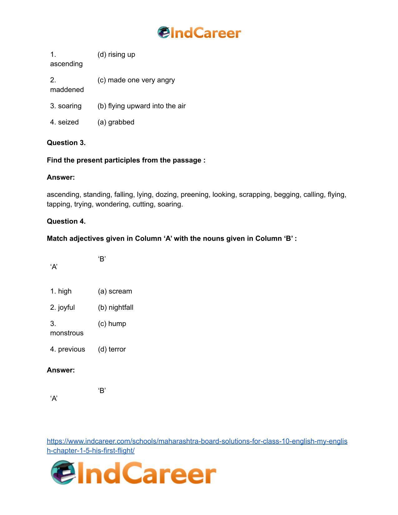 Maharashtra Board Solutions for Class 10- English (My English): Chapter 1.5- His First Flight - Page 23