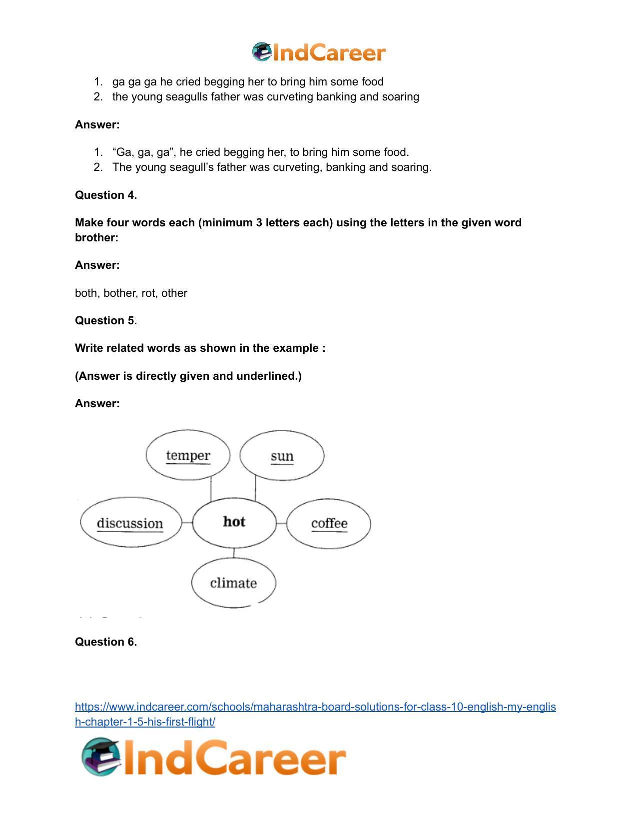 Maharashtra Board Solutions for Class 10- English (My English): Chapter 1.5- His First Flight - Page 29