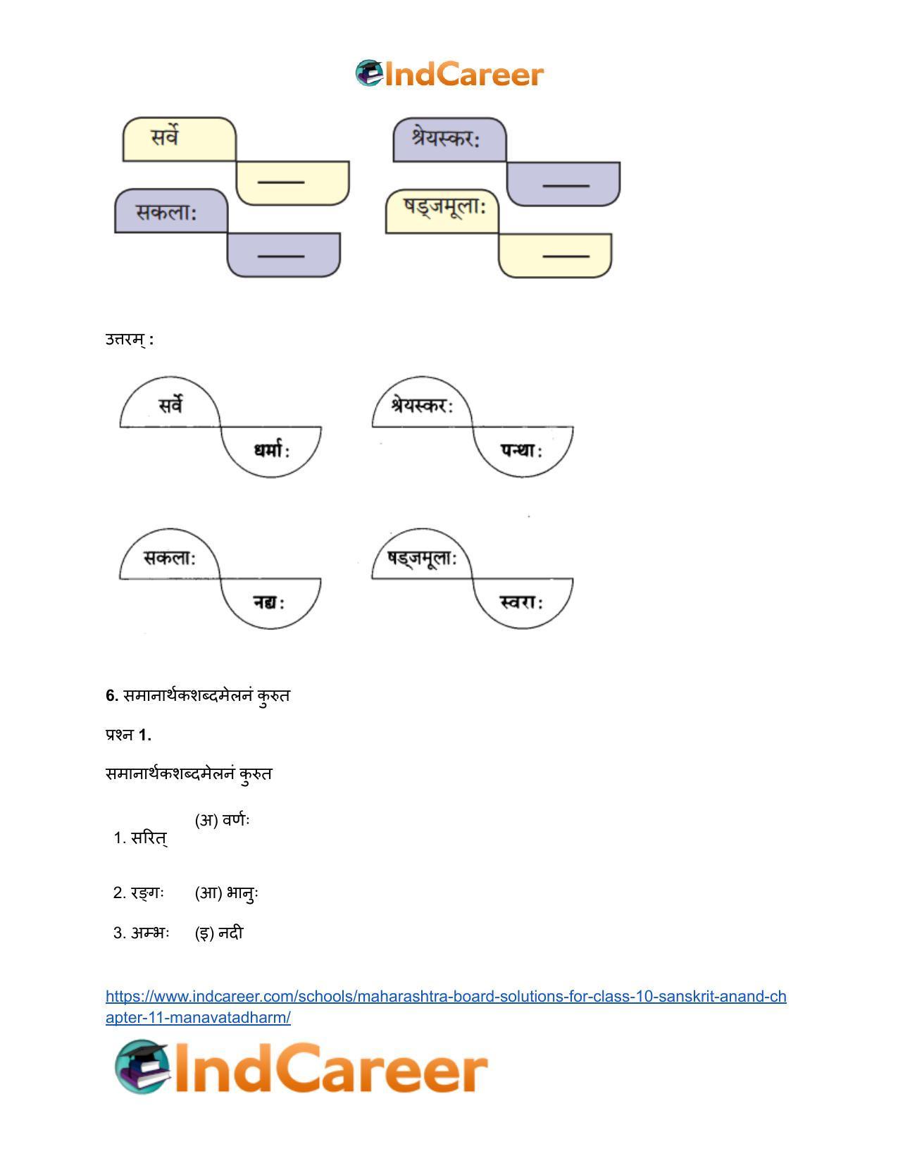 Maharashtra Board Solutions for Class 10- Sanskrit Anand: Chapter 11- मानवताधर्मः - Page 5