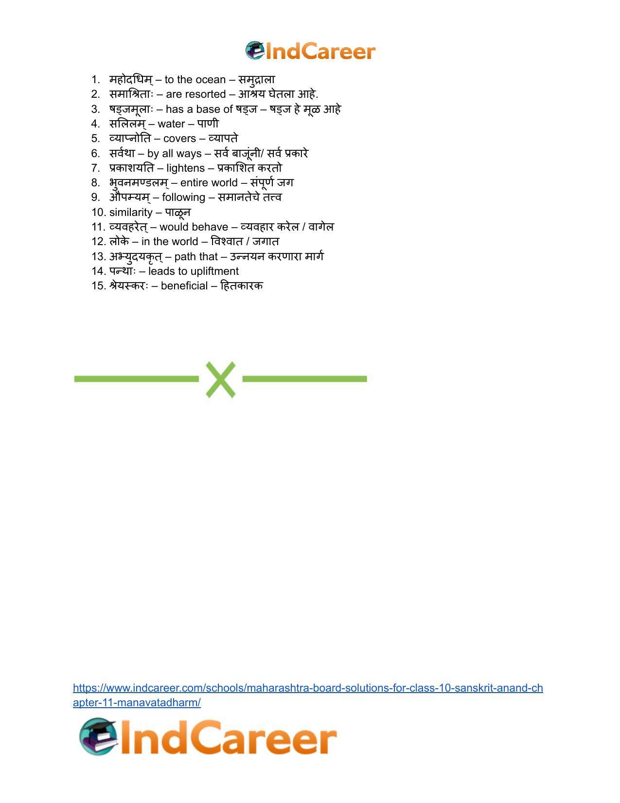 Maharashtra Board Solutions for Class 10- Sanskrit Anand: Chapter 11- मानवताधर्मः - Page 10