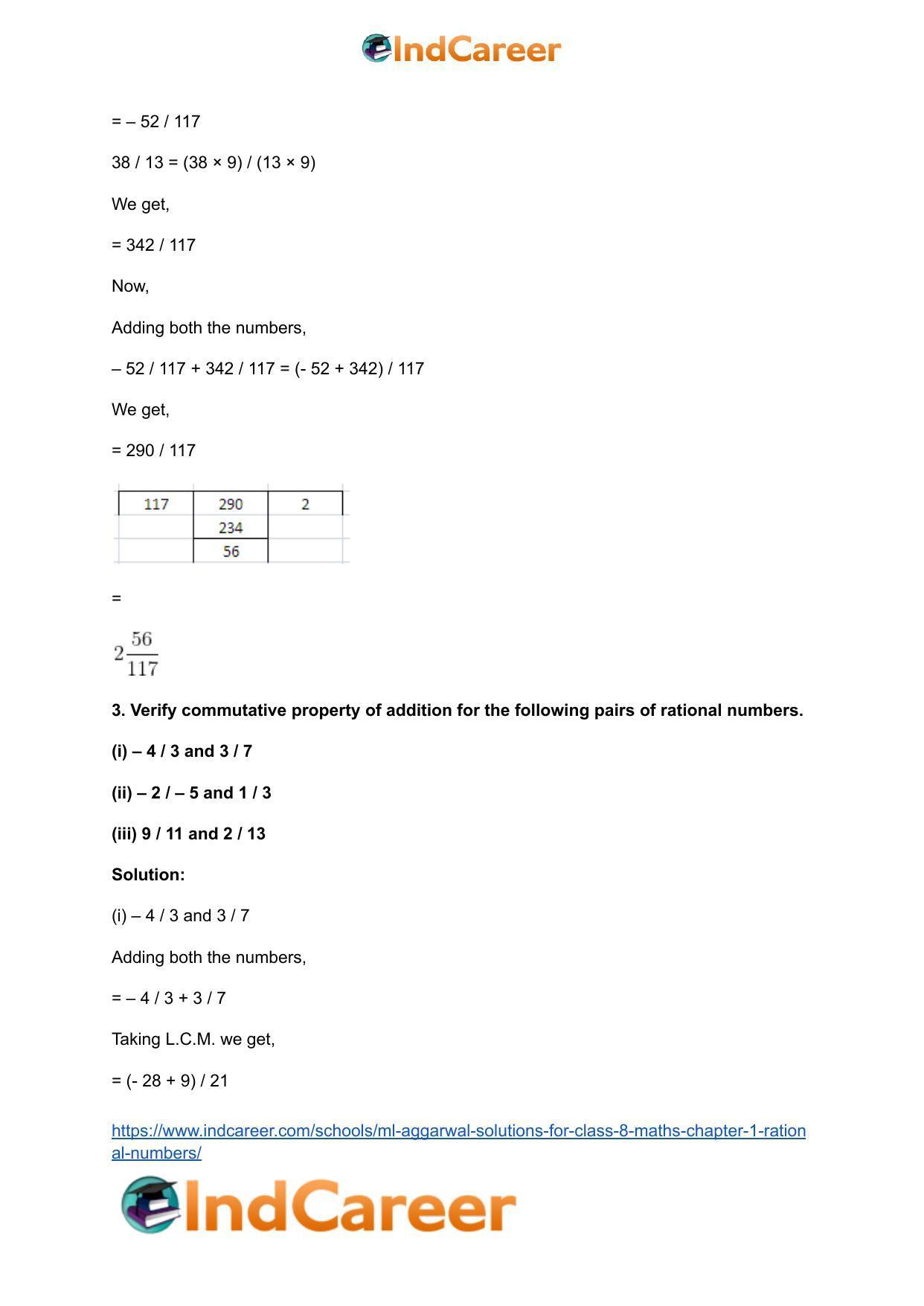 ML Aggarwal Solutions for Class 8 Maths Chapter 1- Rational Numbers - Page 5