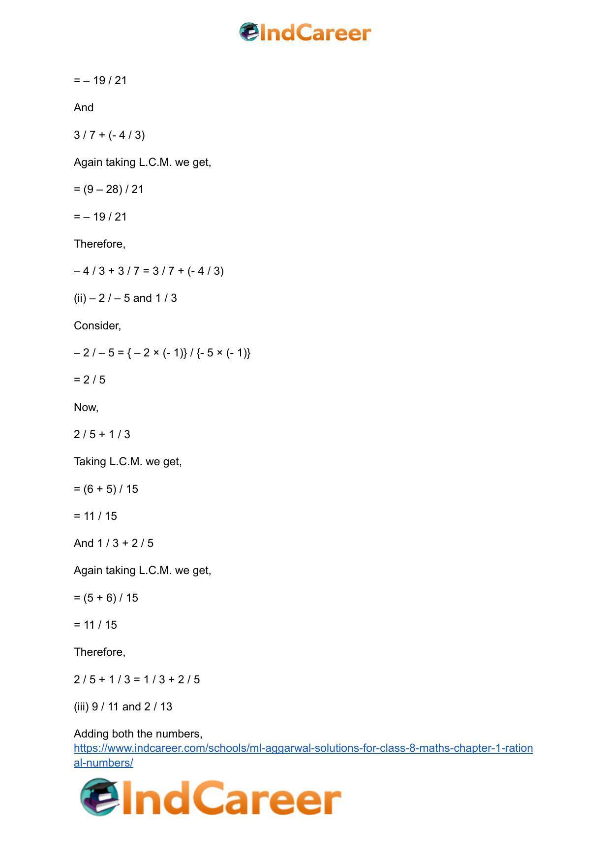 ML Aggarwal Solutions for Class 8 Maths Chapter 1- Rational Numbers - Page 6
