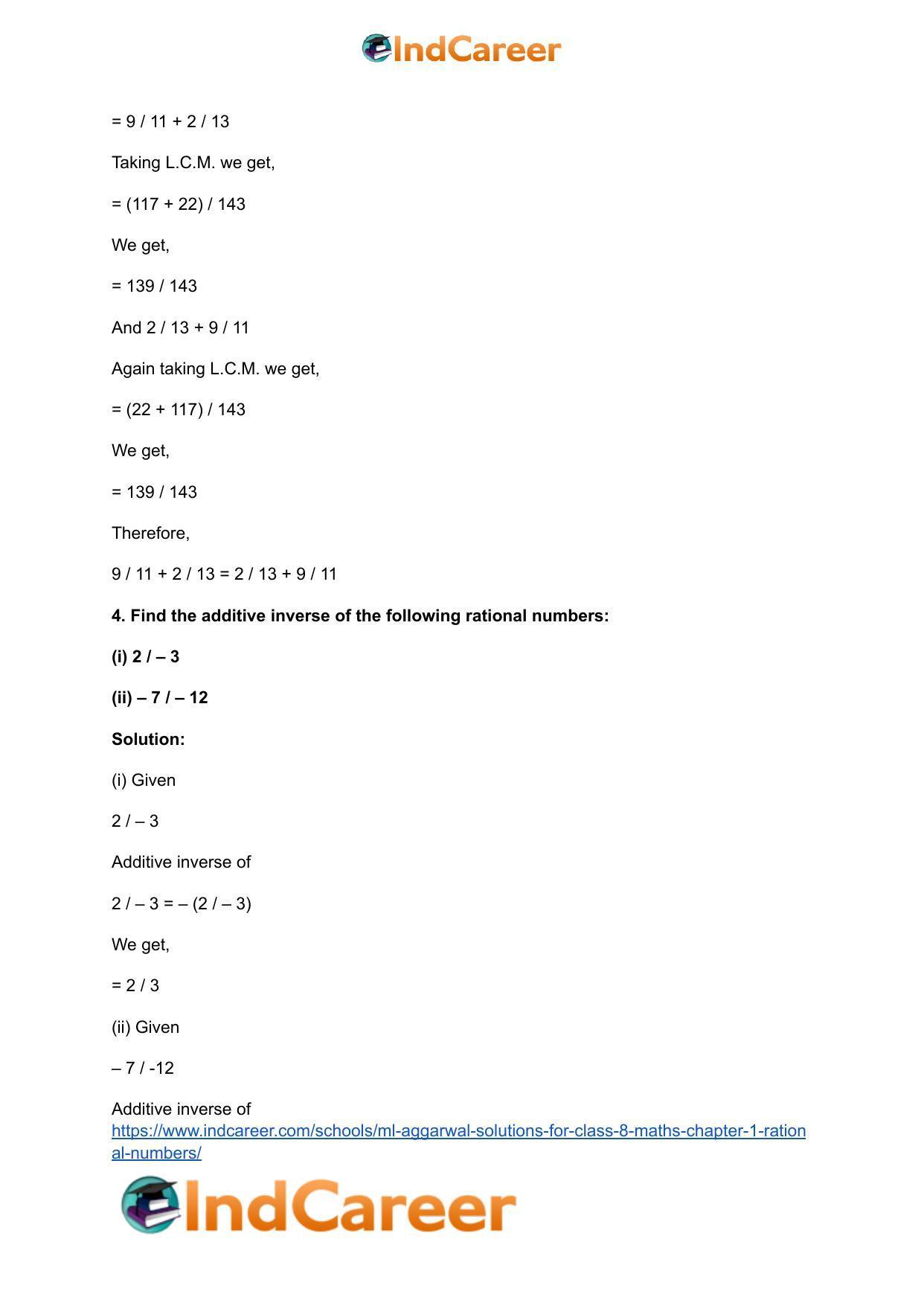 ML Aggarwal Solutions for Class 8 Maths Chapter 1- Rational Numbers - Page 7
