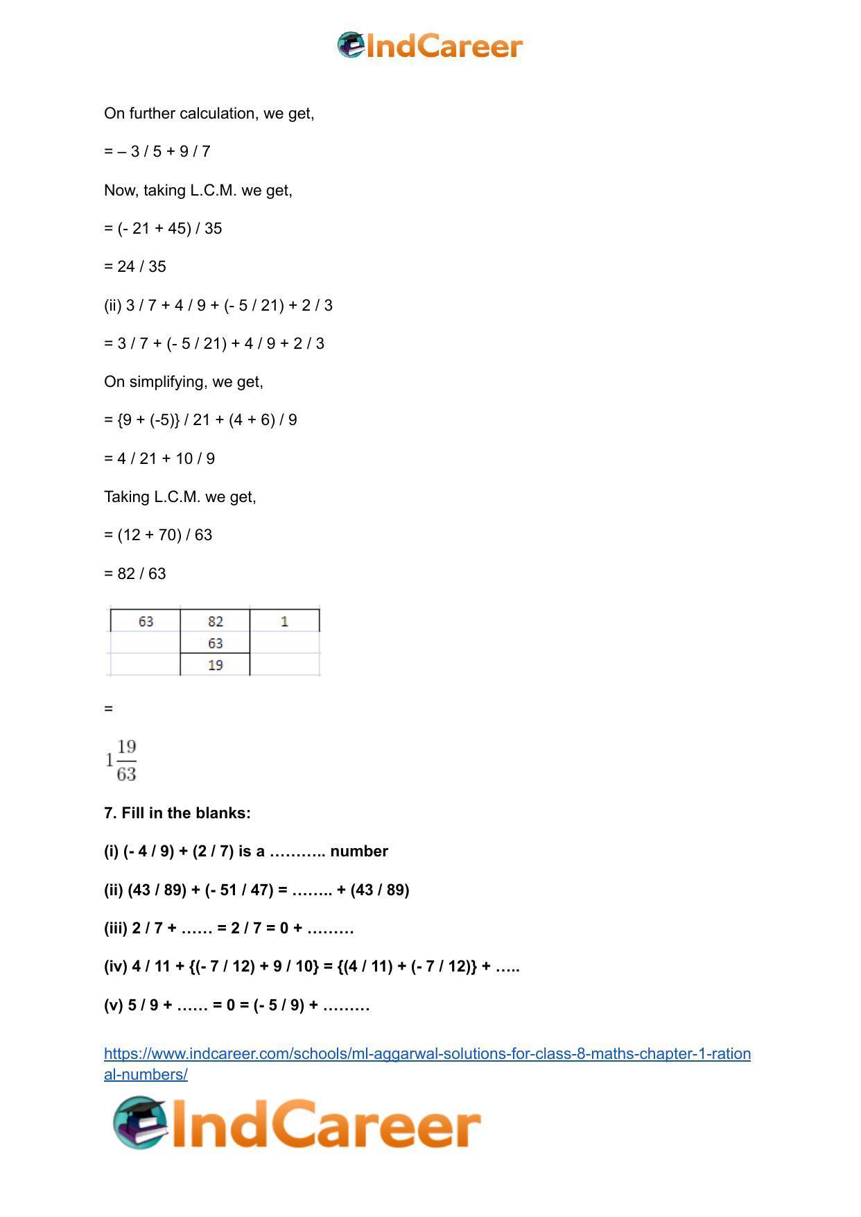 ML Aggarwal Solutions for Class 8 Maths Chapter 1- Rational Numbers - Page 9