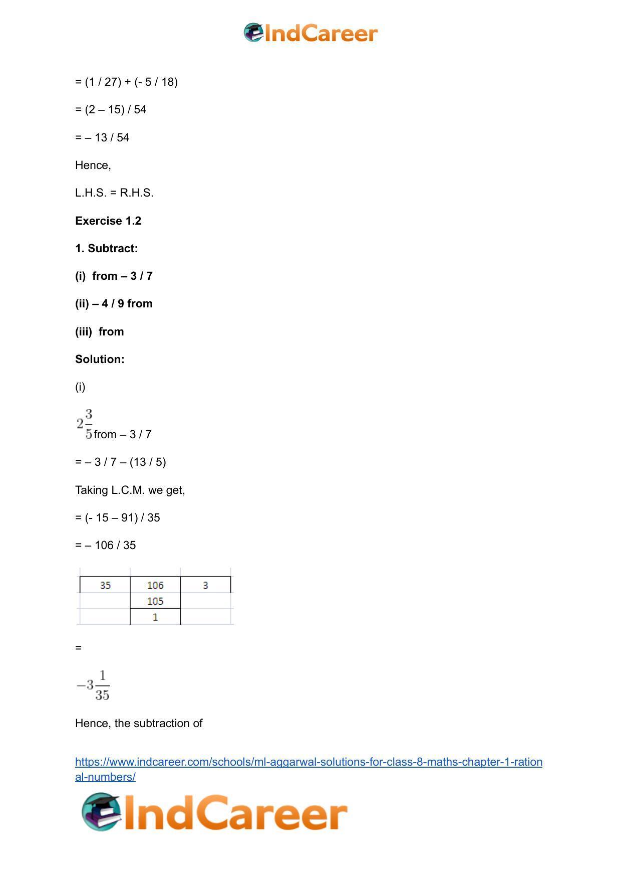 ML Aggarwal Solutions for Class 8 Maths Chapter 1- Rational Numbers - Page 11