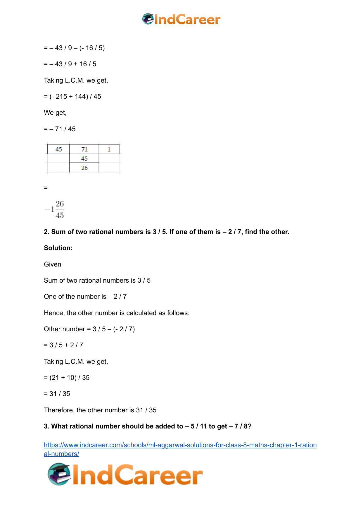 ML Aggarwal Solutions for Class 8 Maths Chapter 1- Rational Numbers - Page 13