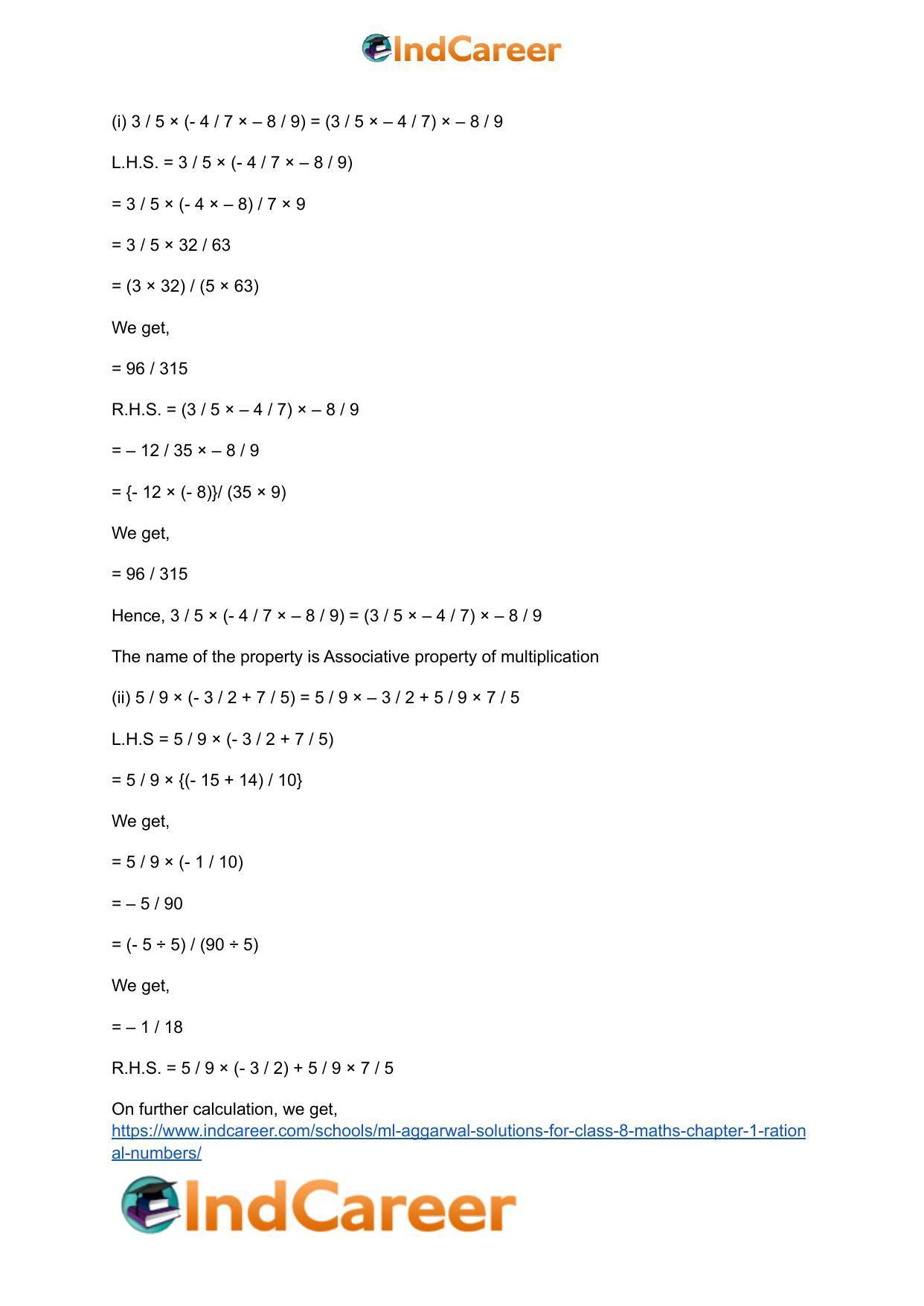 ML Aggarwal Solutions for Class 8 Maths Chapter 1- Rational Numbers - Page 23
