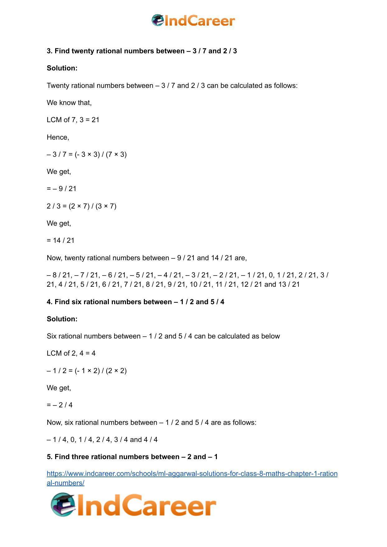 ML Aggarwal Solutions for Class 8 Maths Chapter 1- Rational Numbers - Page 40