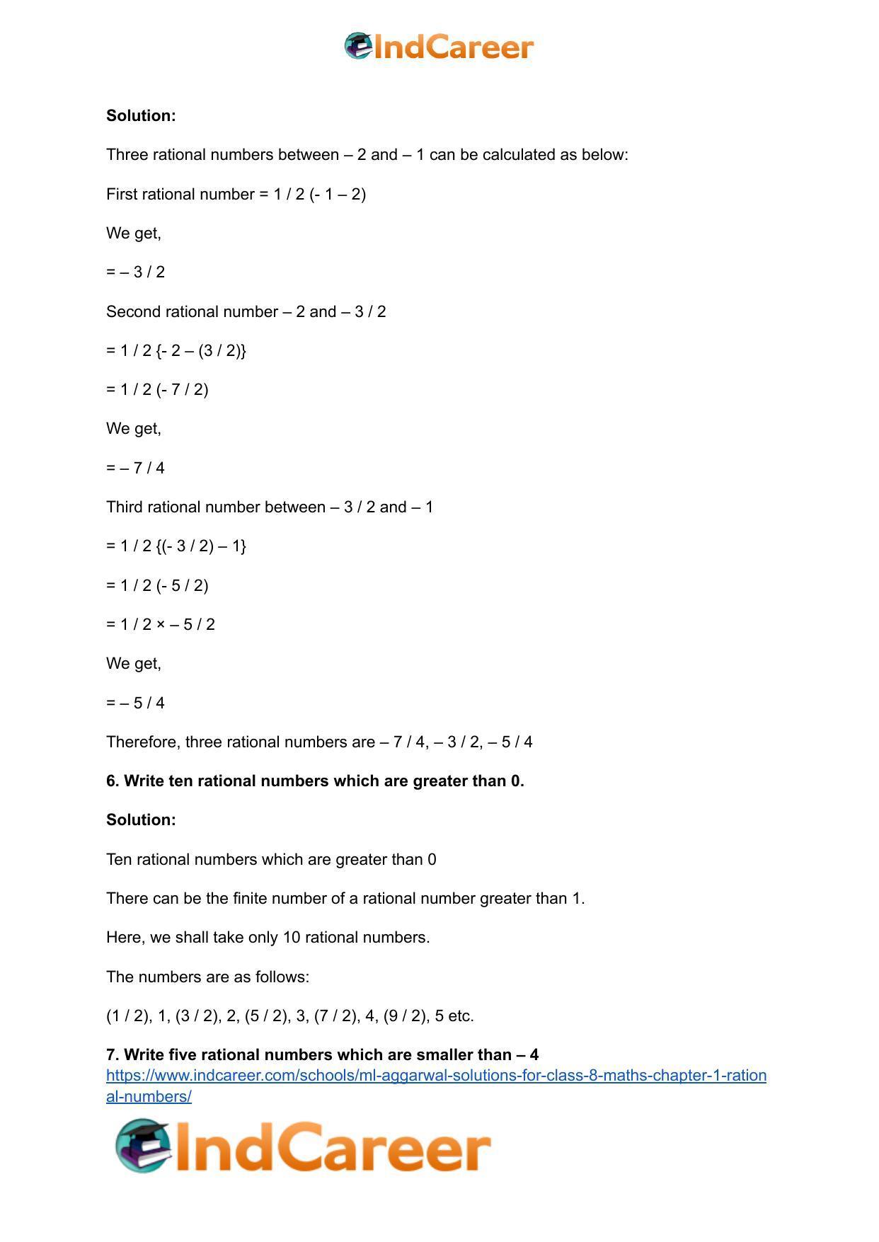 ML Aggarwal Solutions for Class 8 Maths Chapter 1- Rational Numbers - Page 41