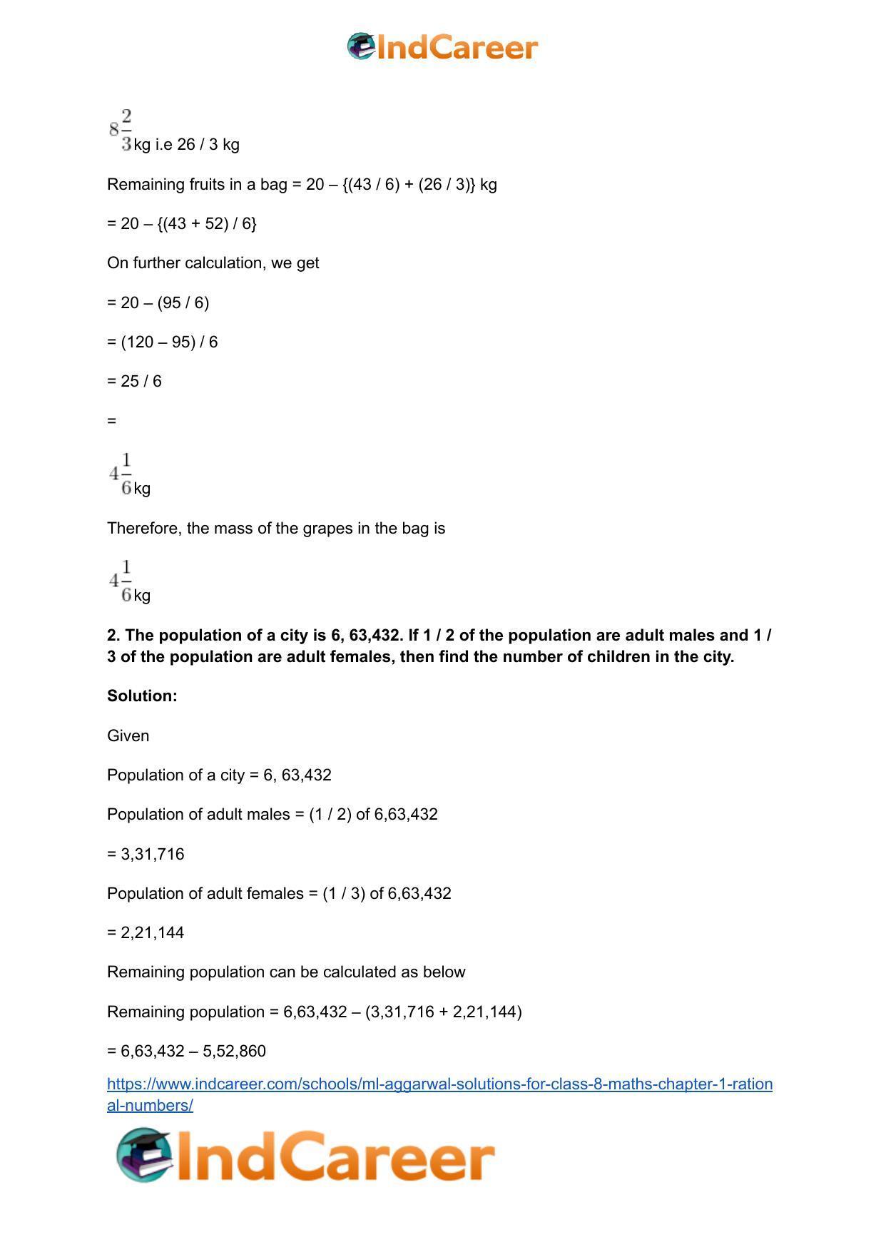 ML Aggarwal Solutions for Class 8 Maths Chapter 1- Rational Numbers - Page 43