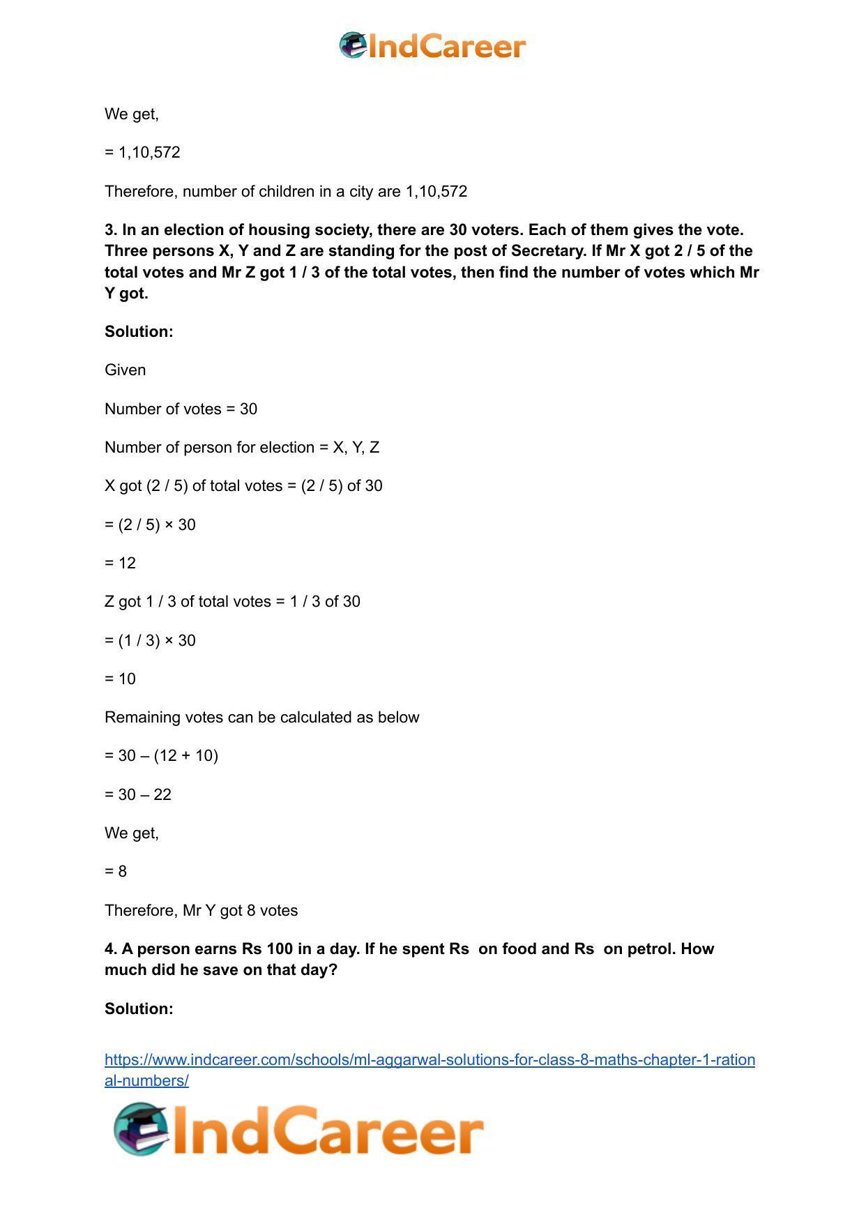 ML Aggarwal Solutions for Class 8 Maths Chapter 1- Rational Numbers - Page 44