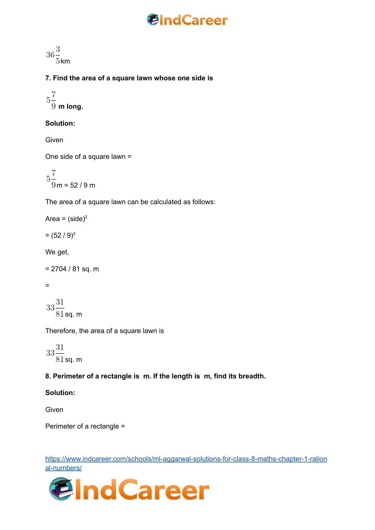 ML Aggarwal Solutions for Class 8 Maths Chapter 1- Rational Numbers - Page 47