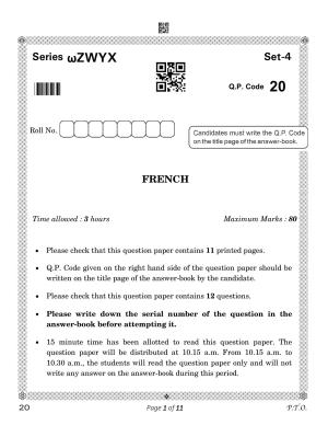 CBSE Class 10 20_French 2023 Question Paper