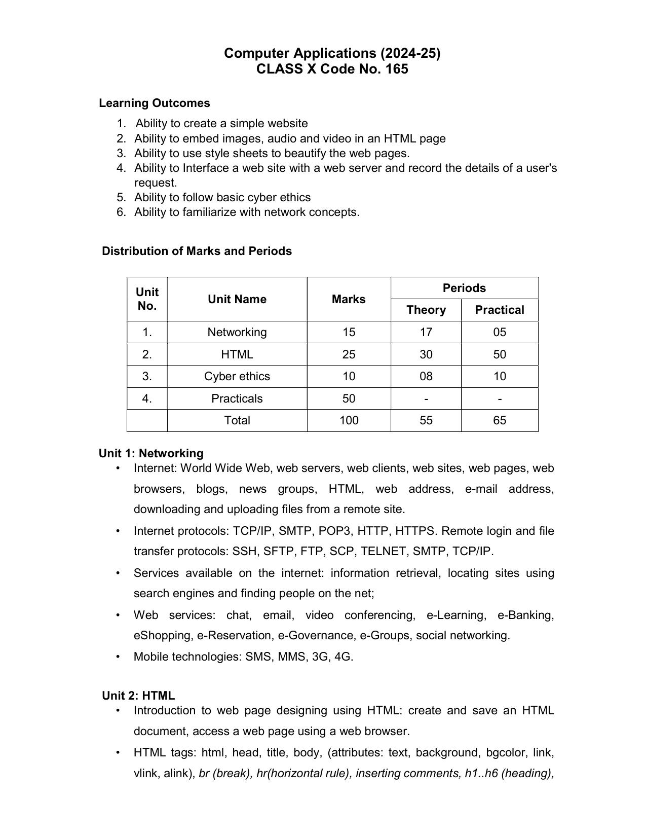 CBSE Class IX & X Computer Applications Syllabus - Page 4