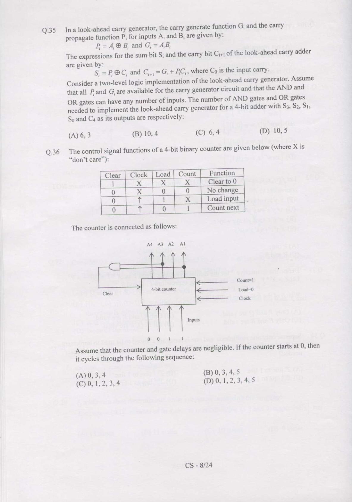 GATE 2007 Computer Science and Information Technology (CS) Question Paper with Answer Key - Page 8