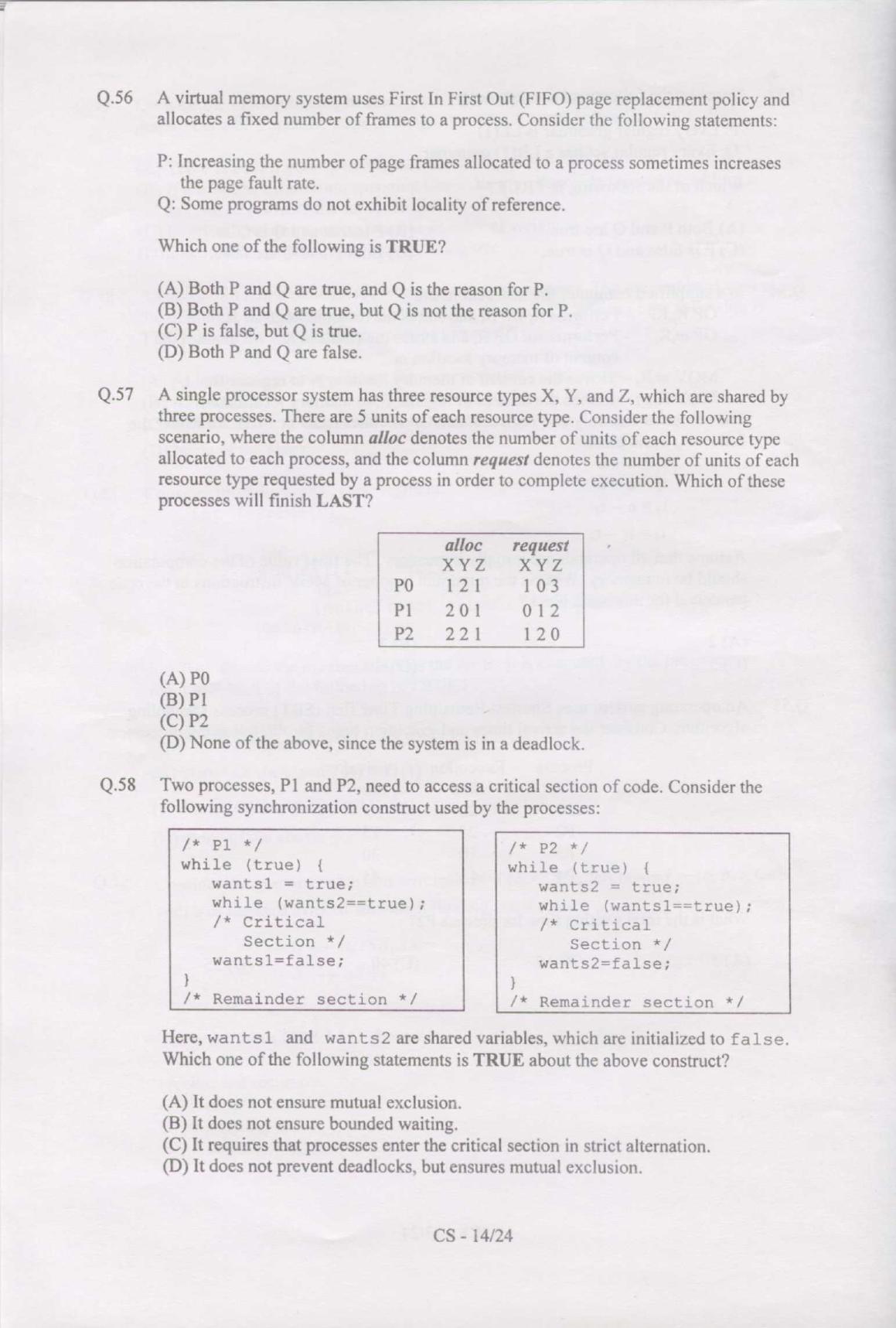 GATE 2007 Computer Science and Information Technology (CS) Question Paper with Answer Key - Page 14
