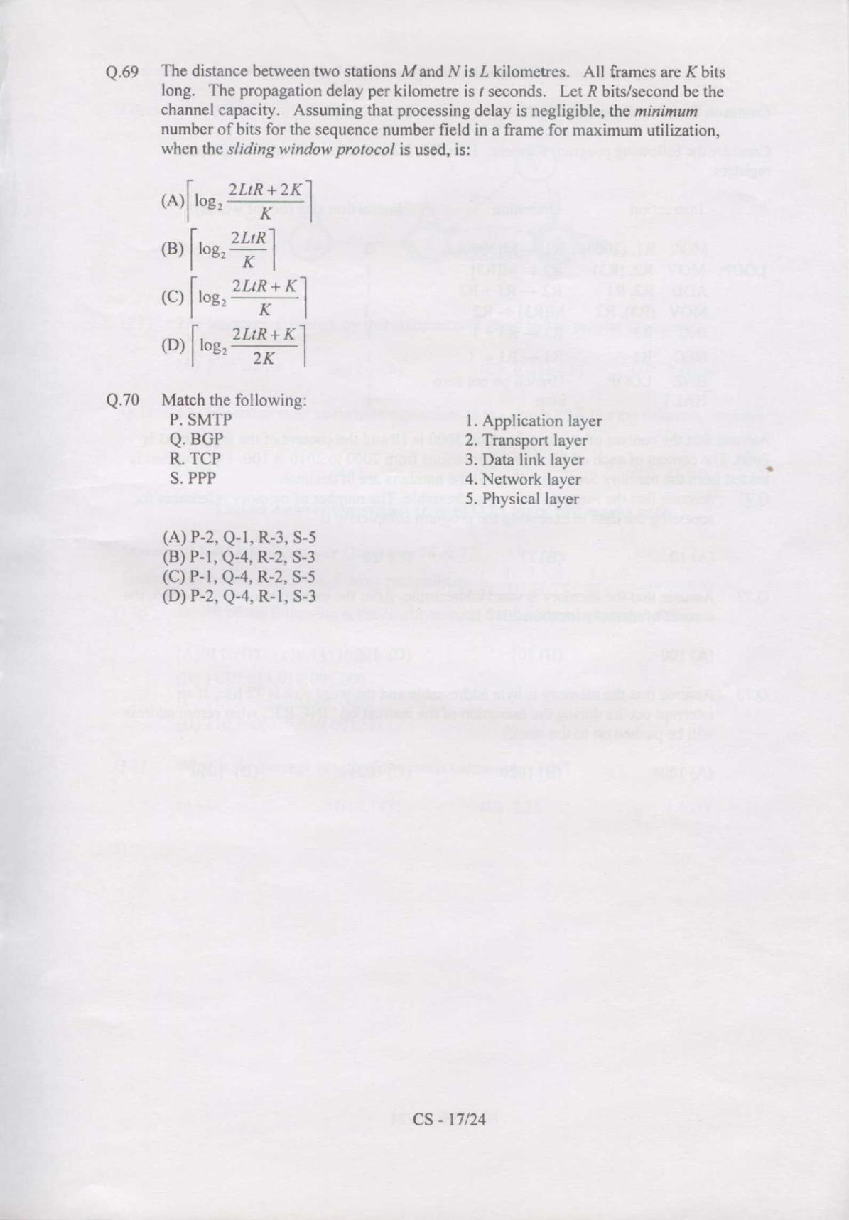 GATE 2007 Computer Science and Information Technology (CS) Question Paper with Answer Key - Page 17