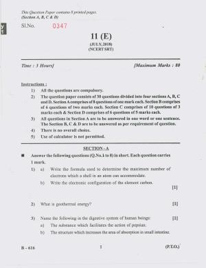 Gujarat Board Class 10th Question Paper 2018 - 11 (E)Sc. & Tech. NCERT SRT( 10th )