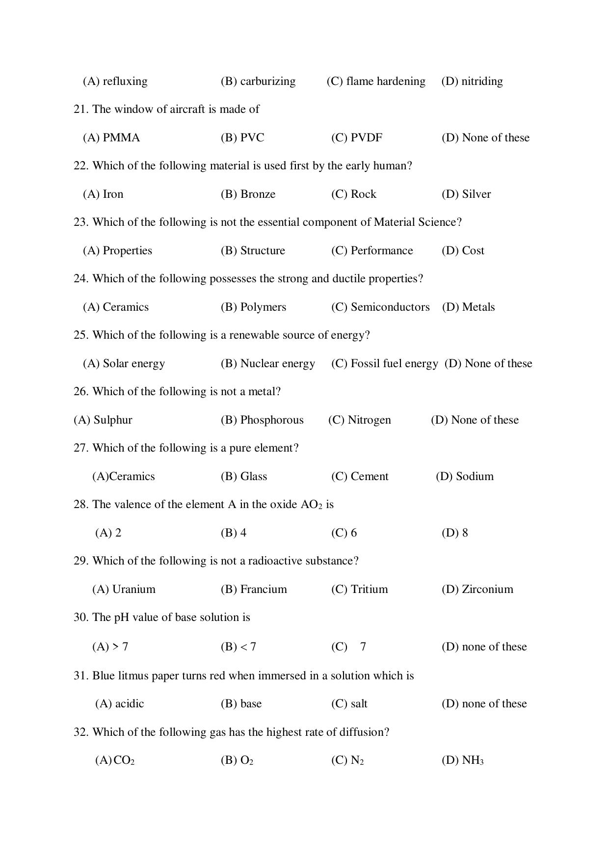 Odisha CPET 2021 MATERIAL SCIENCE Question Paper - Page 3