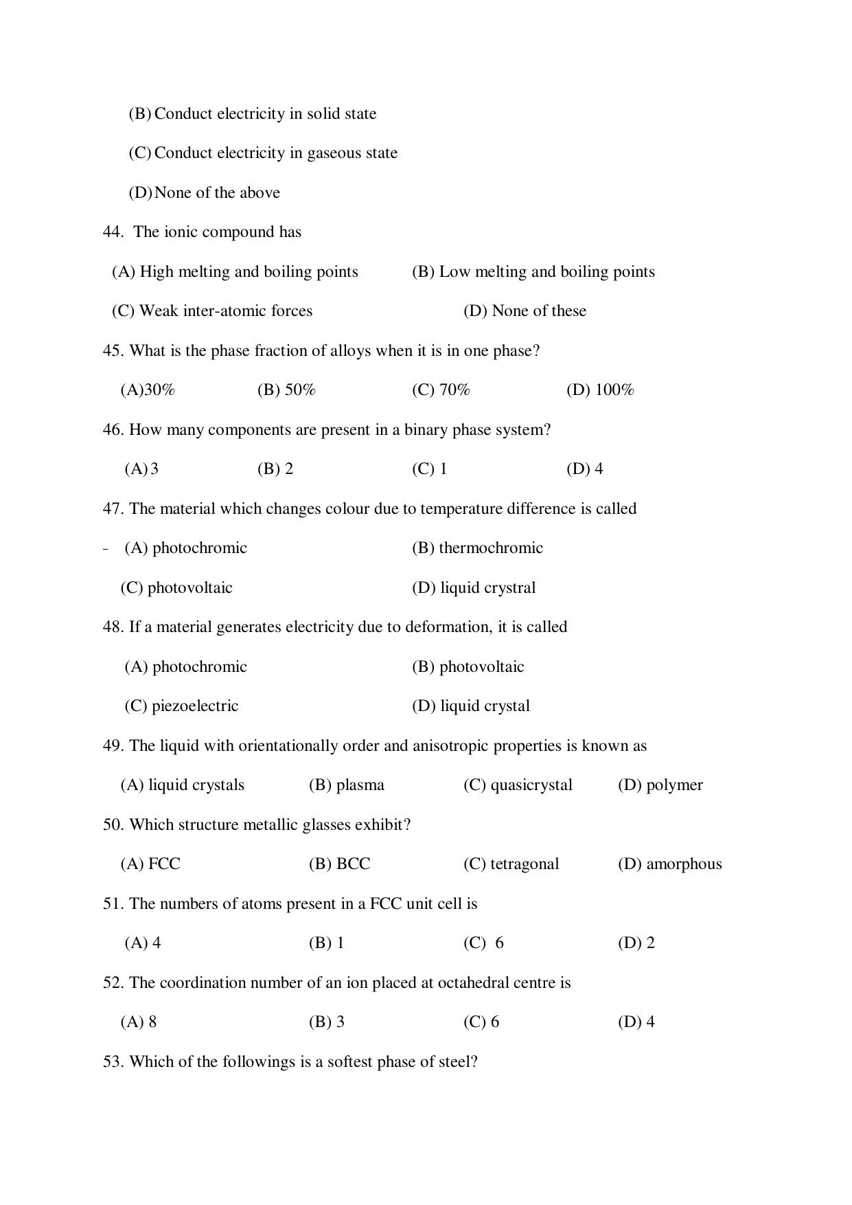 Odisha CPET 2021 MATERIAL SCIENCE Question Paper - Page 5