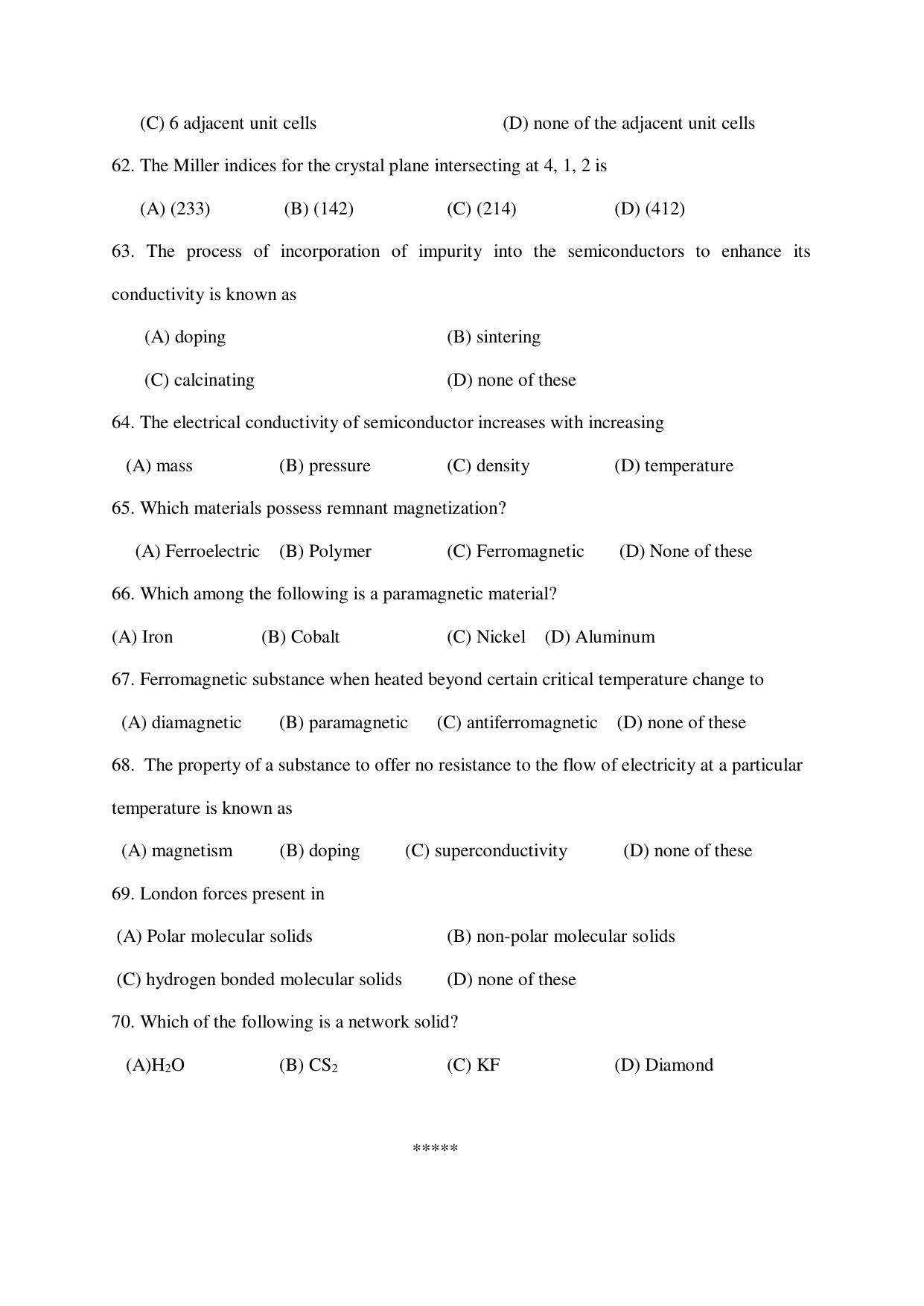 Odisha CPET 2021 MATERIAL SCIENCE Question Paper - Page 7