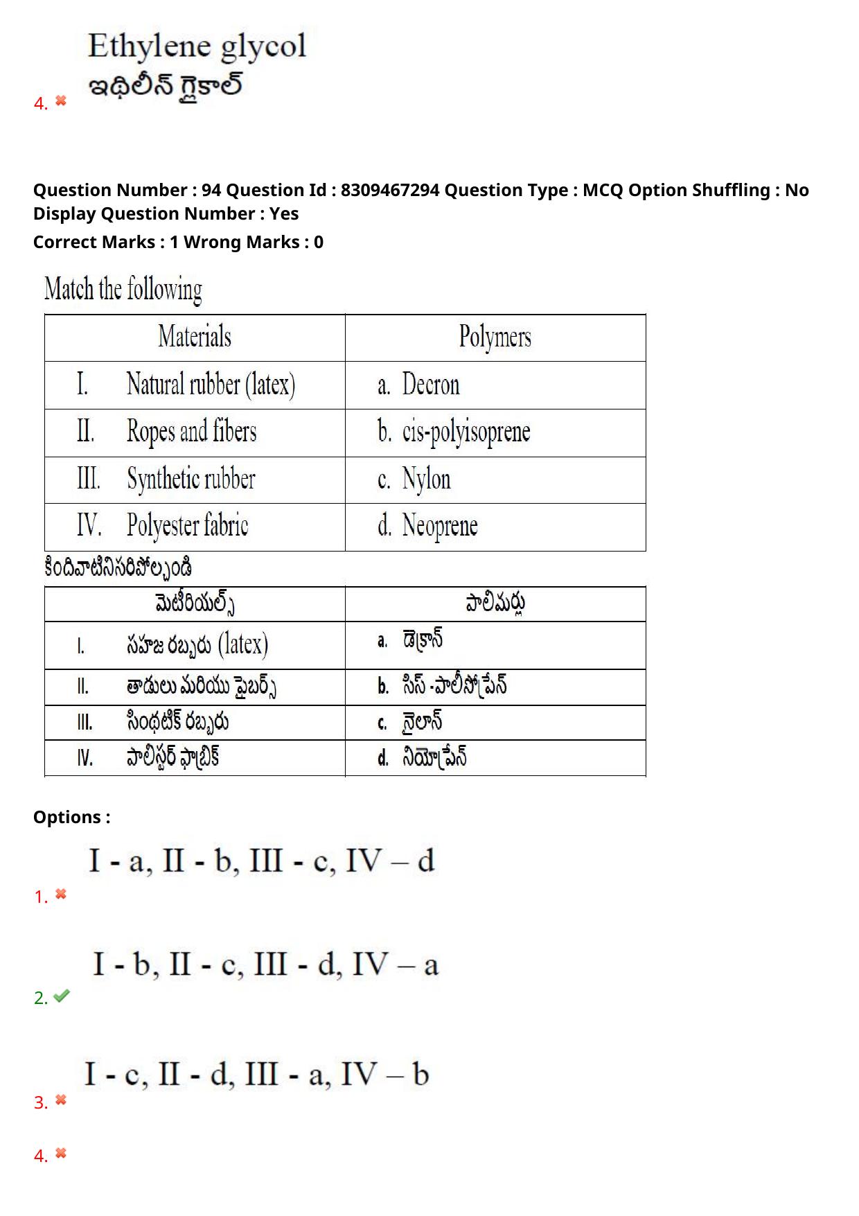 APPGCET 2024 Polymer Science Paper with Answer Key - Page 62