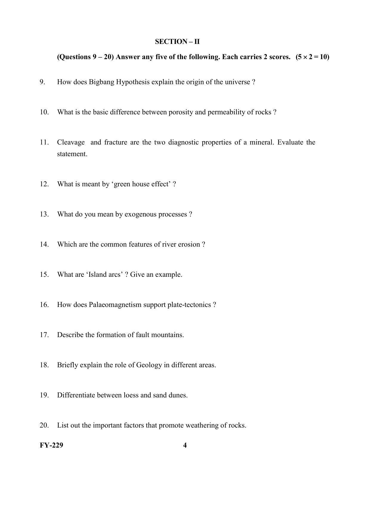 Kerala Plus One (Class 11th) Geology Question Paper 2021 - Page 4