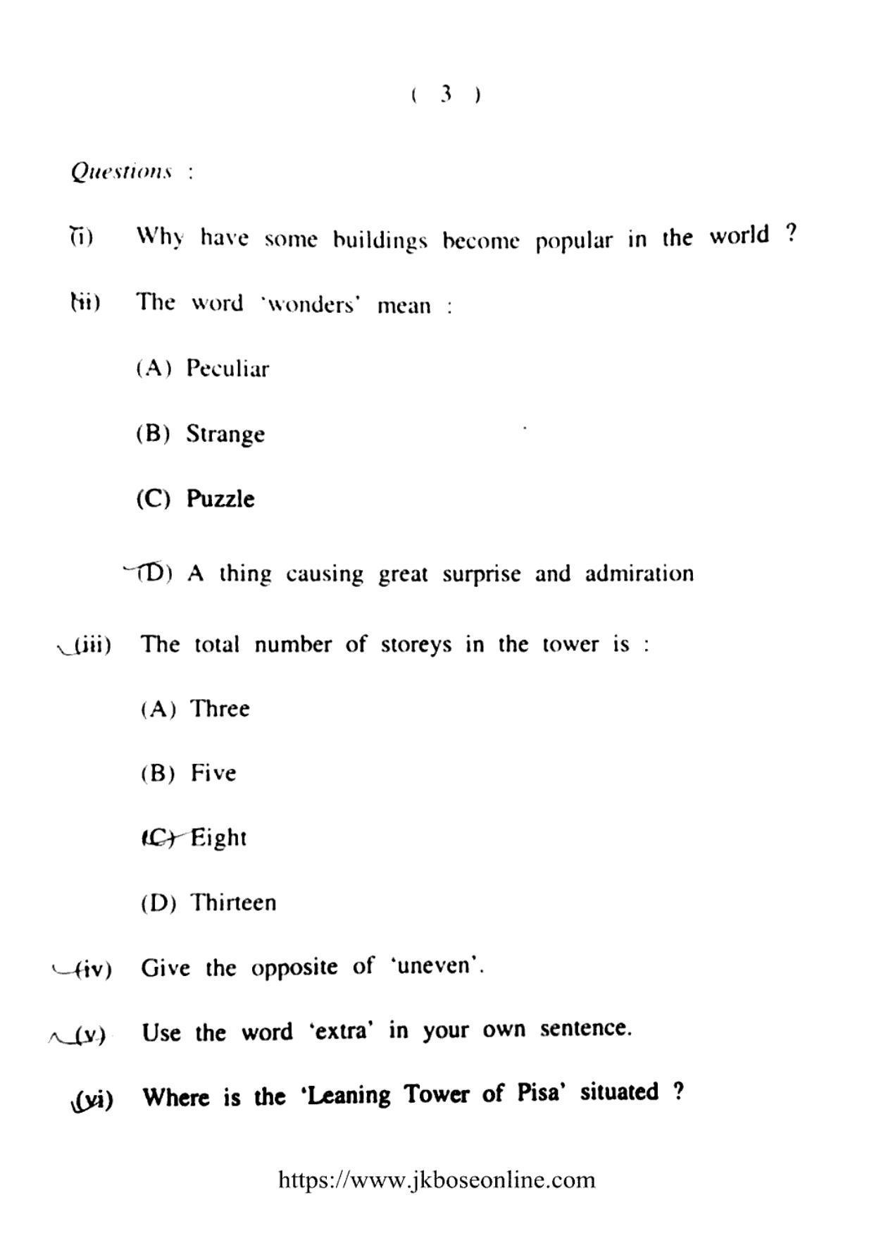 JKBOSE Class 12 English 2000-B Question Papers 2020 - Page 3