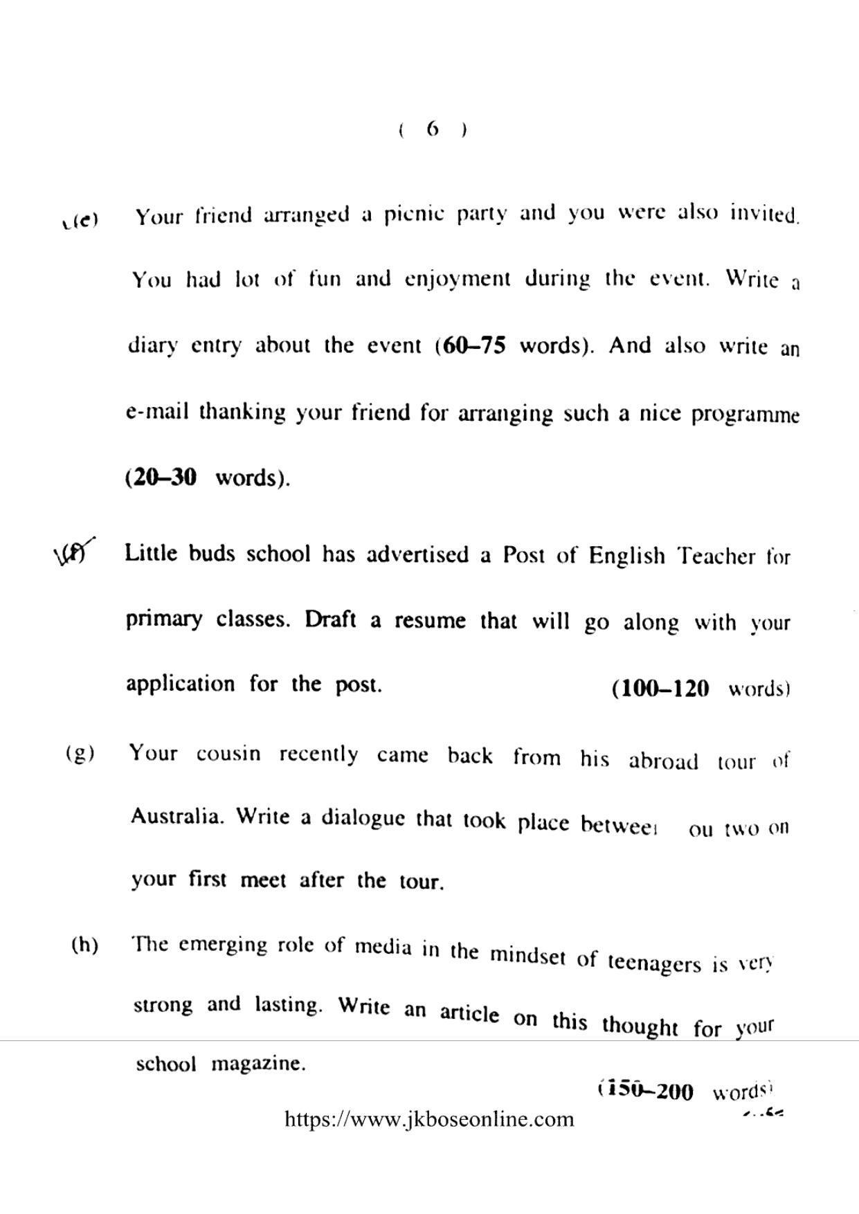JKBOSE Class 12 English 2000-B Question Papers 2020 - Page 6