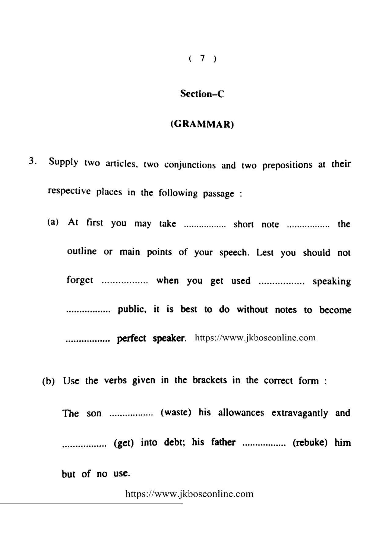 JKBOSE Class 12 English 2000-B Question Papers 2020 - Page 7