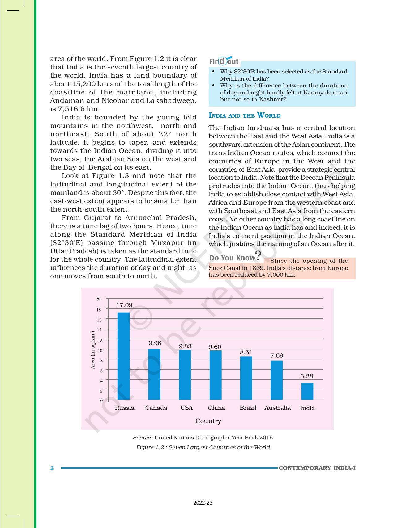 NCERT Book for Class 9 Geography Chapter 1 India–Size