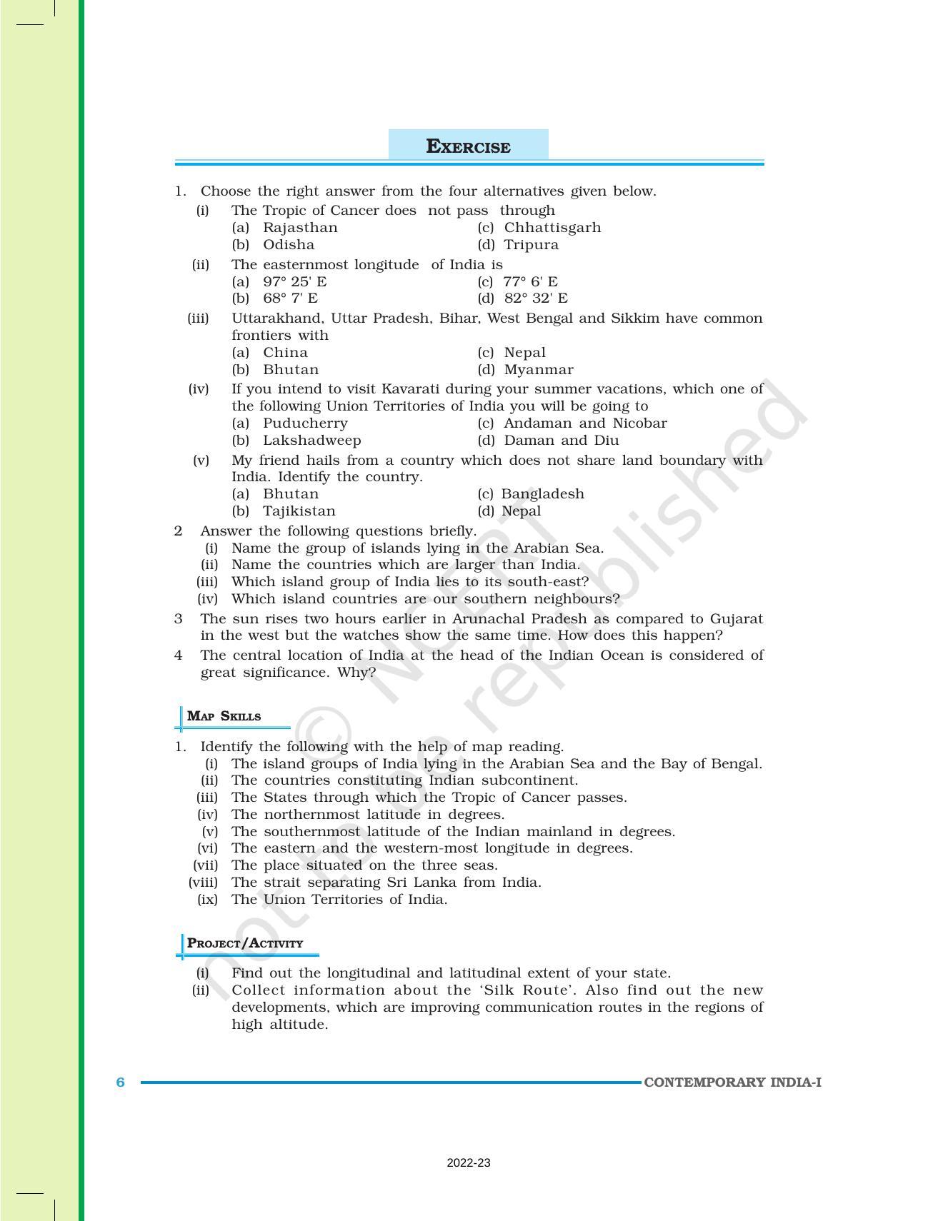 Ncert Book For Class 9 Geography Chapter 1 India Size Ncert Book For Class 9 Geography Chapter 1 India Size