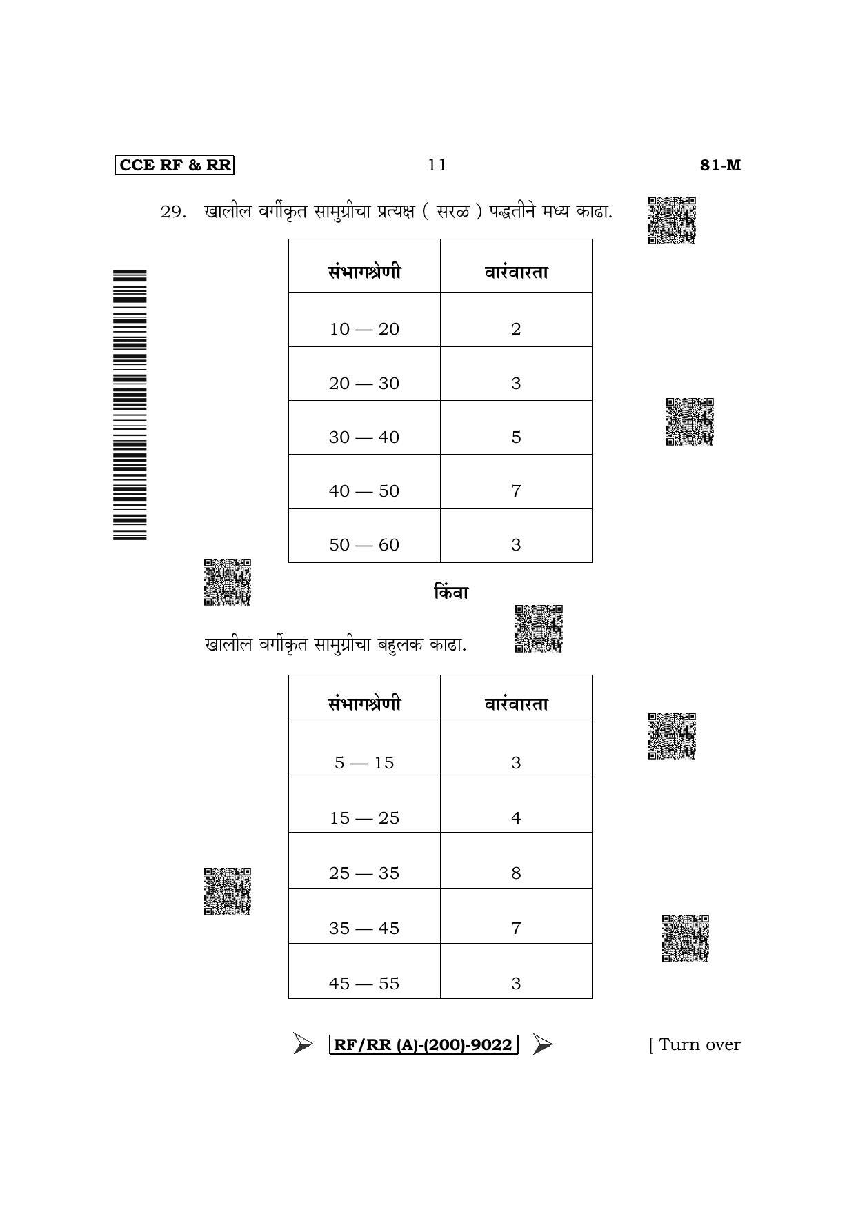 Karnataka SSLC Mathematics - Marathi Medium Question Paper 2022 (A Version) - Page 11