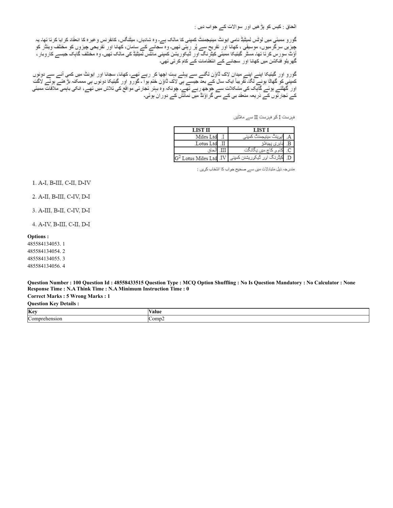 CUET 2023 English Urdu Shift 1 Question Papers - 18 June 2023 - Page 78