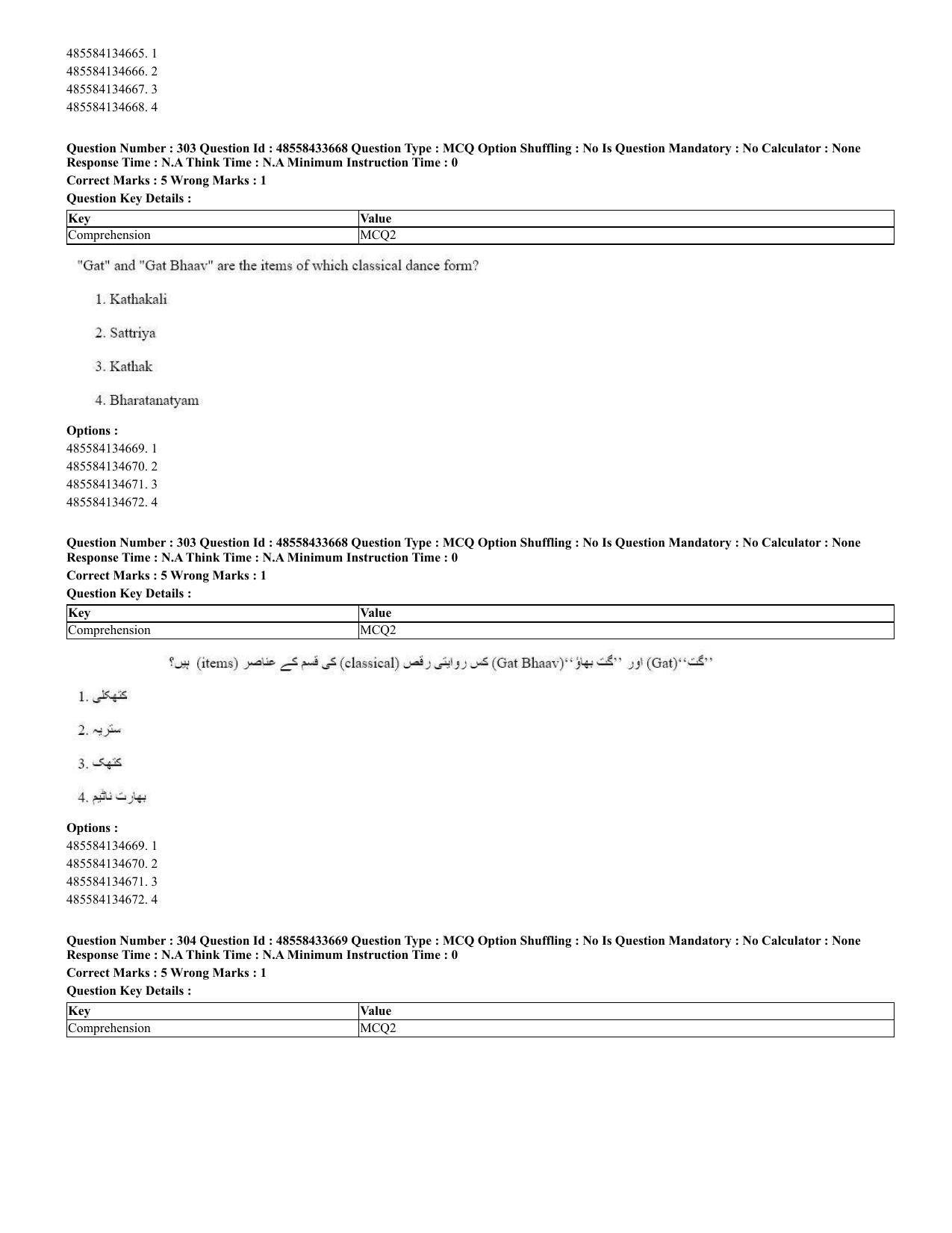 CUET 2023 English Urdu Shift 1 Question Papers - 18 June 2023 - Page 226