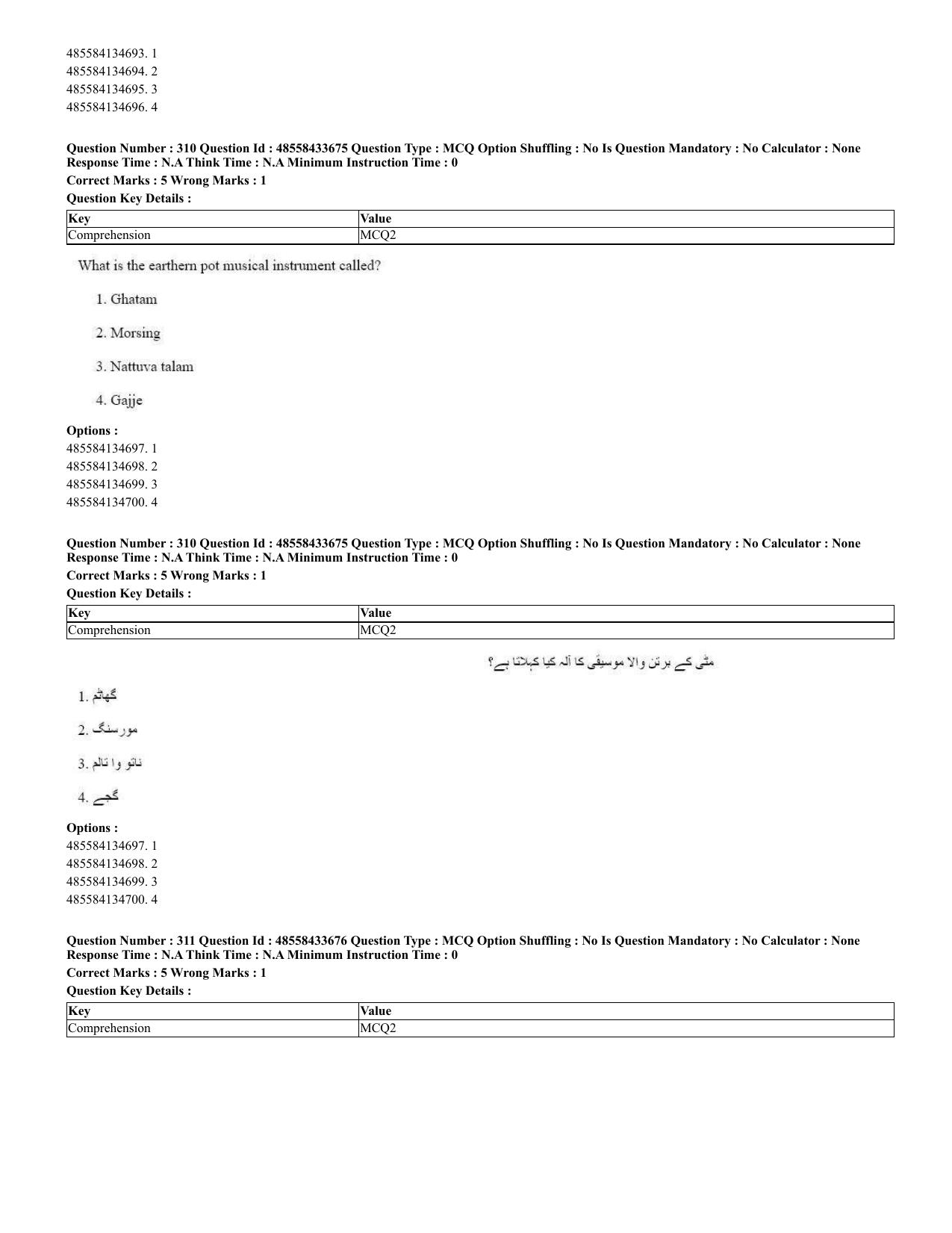 CUET 2023 English Urdu Shift 1 Question Papers - 18 June 2023 - Page 231
