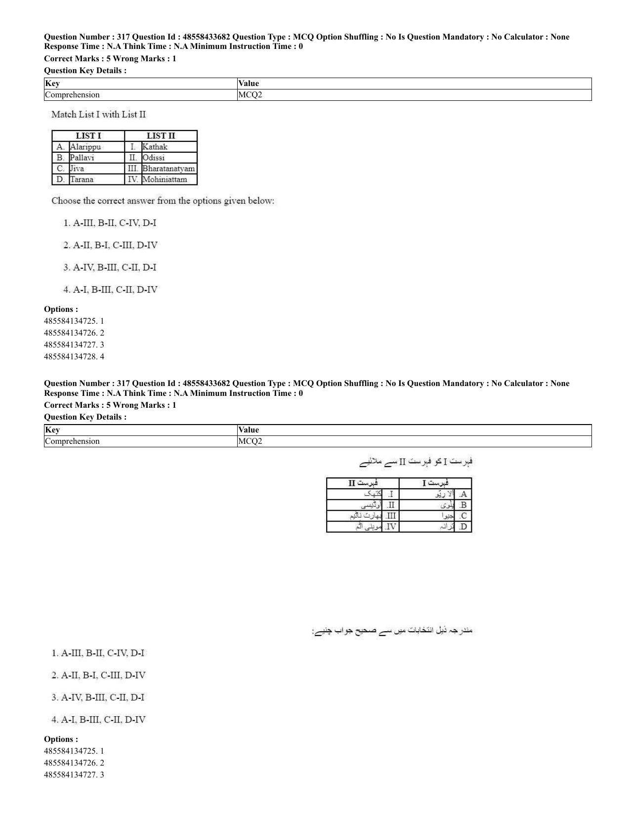 CUET 2023 English Urdu Shift 1 Question Papers - 18 June 2023 - Page 238