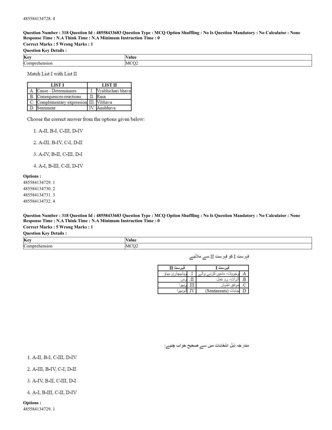 CUET 2023 English Urdu Shift 1 Question Papers - 18 June 2023 - Page 239