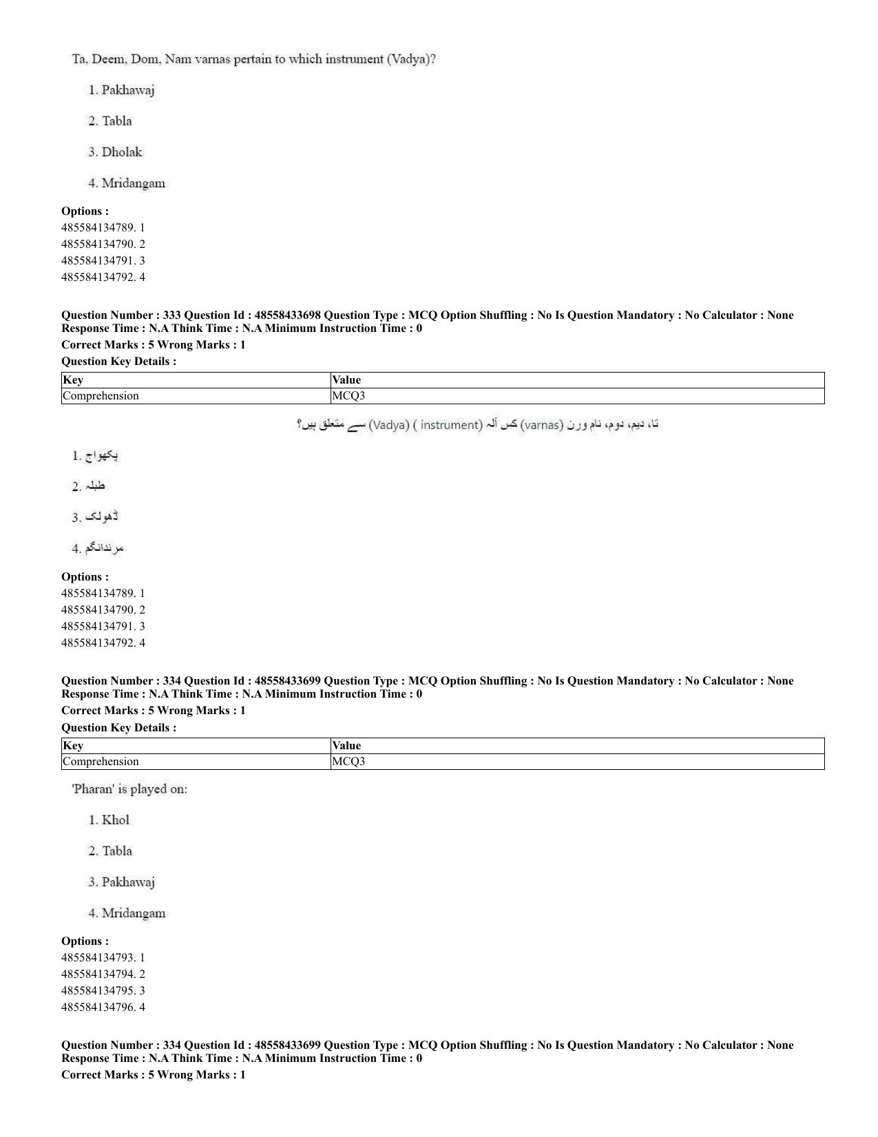 CUET 2023 English Urdu Shift 1 Question Papers - 18 June 2023 - Page 251