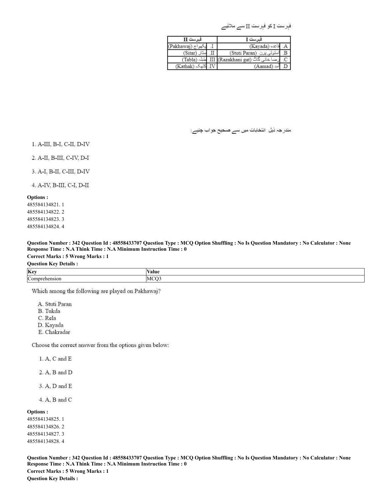 CUET 2023 English Urdu Shift 1 Question Papers - 18 June 2023 - Page 258
