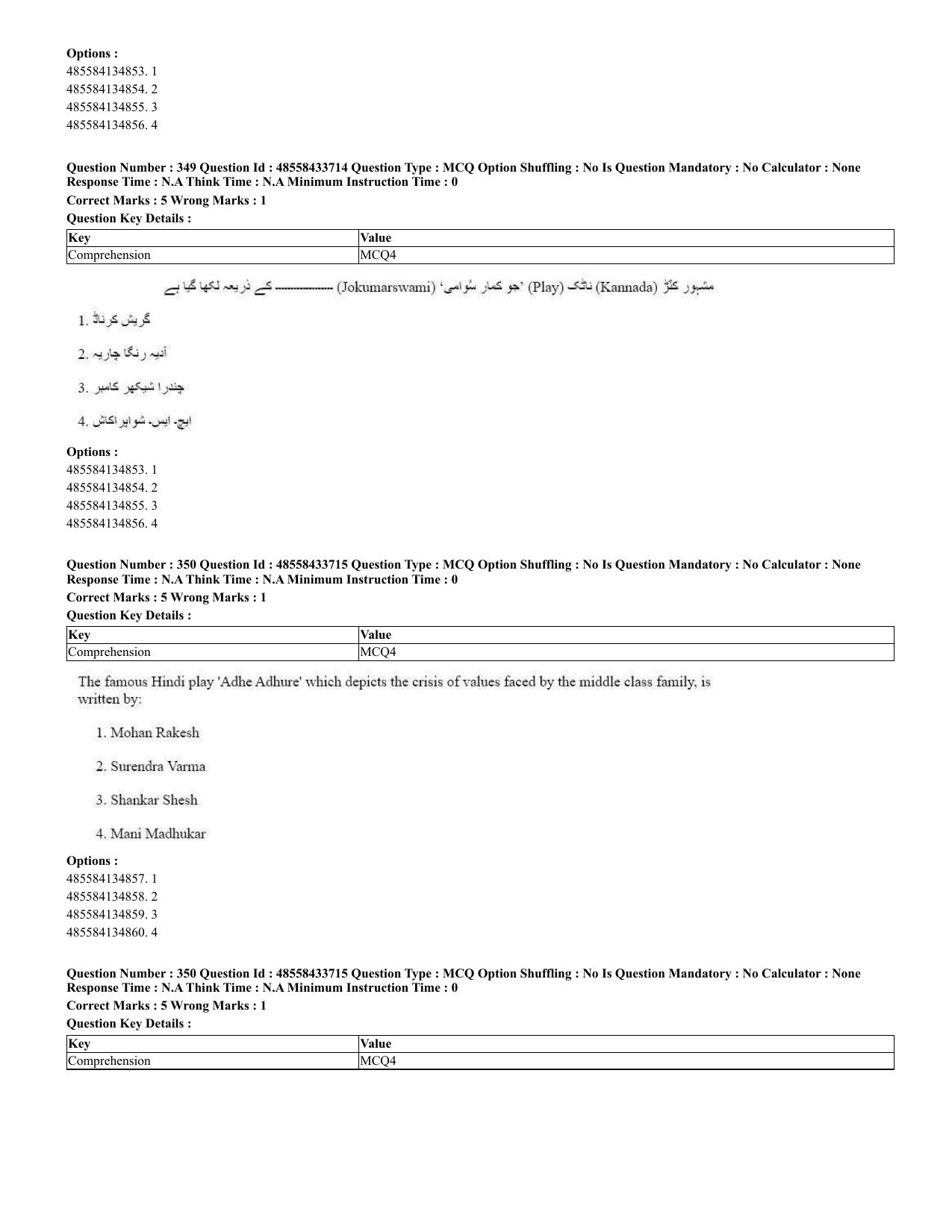 CUET 2023 English Urdu Shift 1 Question Papers - 18 June 2023 - Page 265