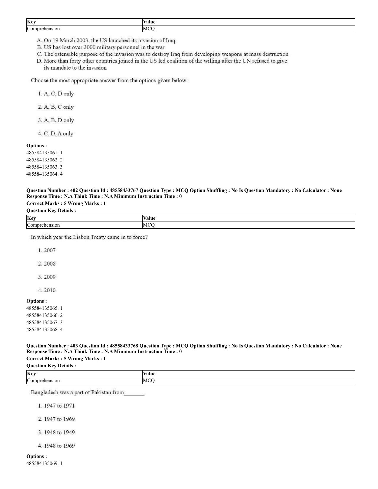 CUET 2023 English Urdu Shift 1 Question Papers - 18 June 2023 - Page 296