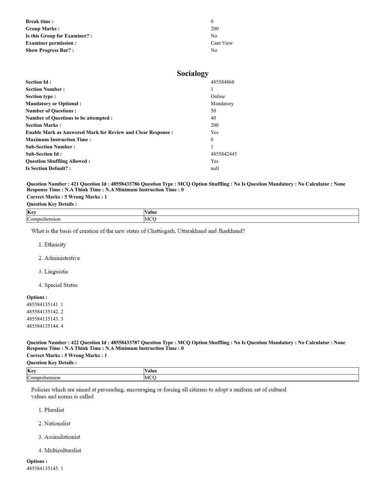 CUET 2023 English Urdu Shift 1 Question Papers - 18 June 2023 - Page 306